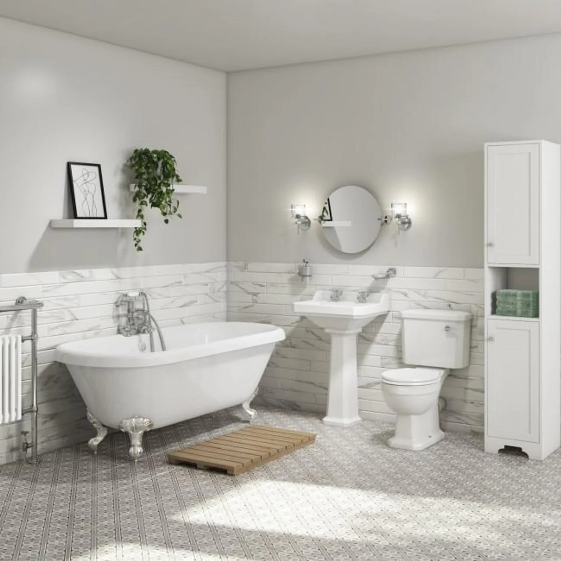 Park Royal Double Ended Freestanding Bath Suite with Toilet & Basin