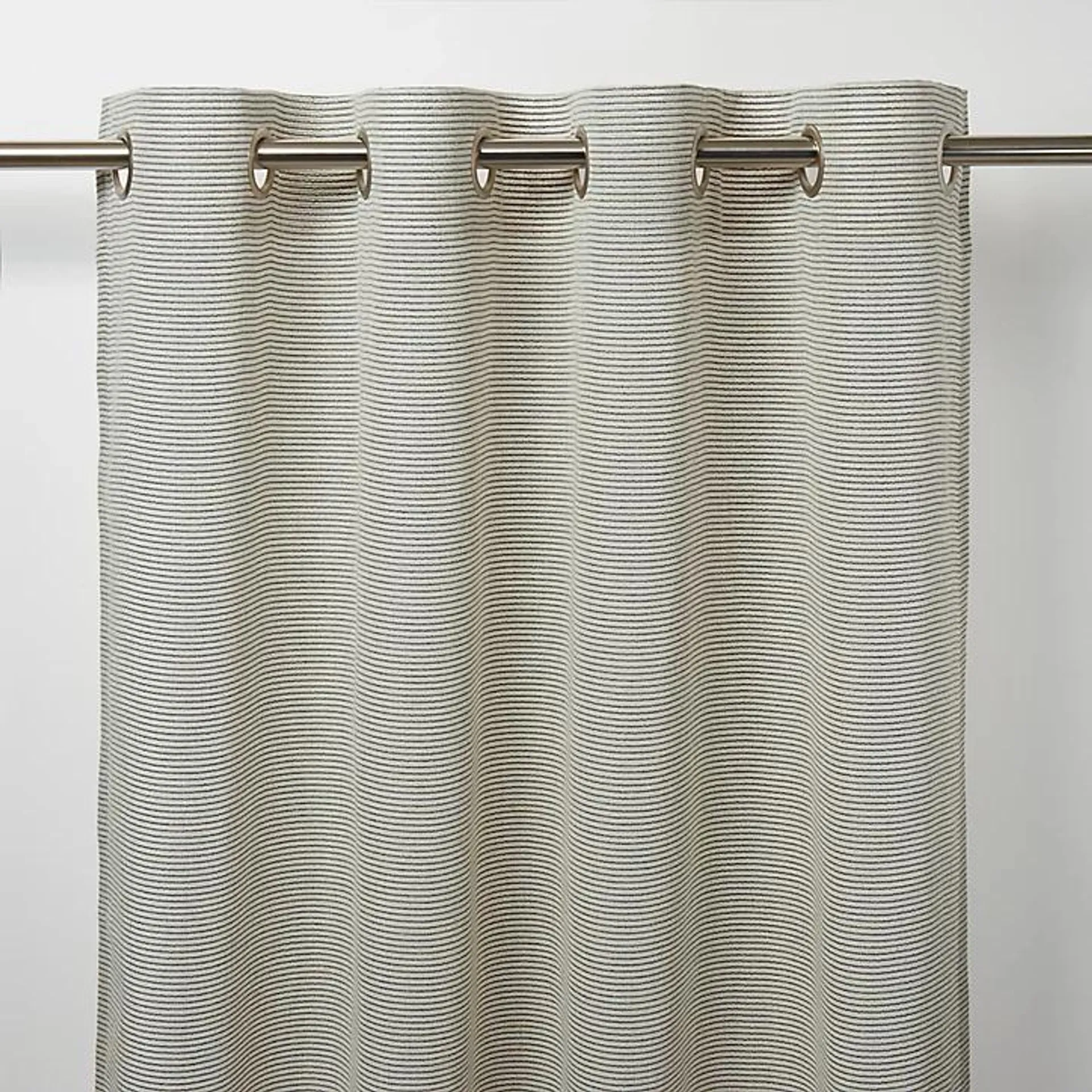 Fola Grey Horizontal stripe Unlined Eyelet Voile curtain (W)140cm (L)260cm, Single