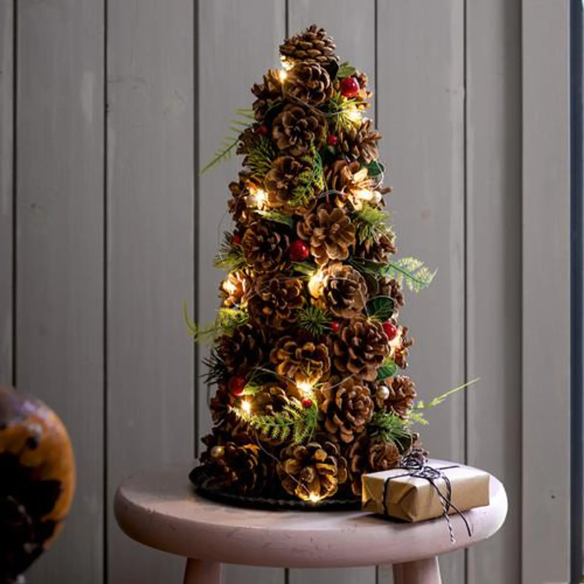 Painswick Natural Pinecone Tree with LED Lights