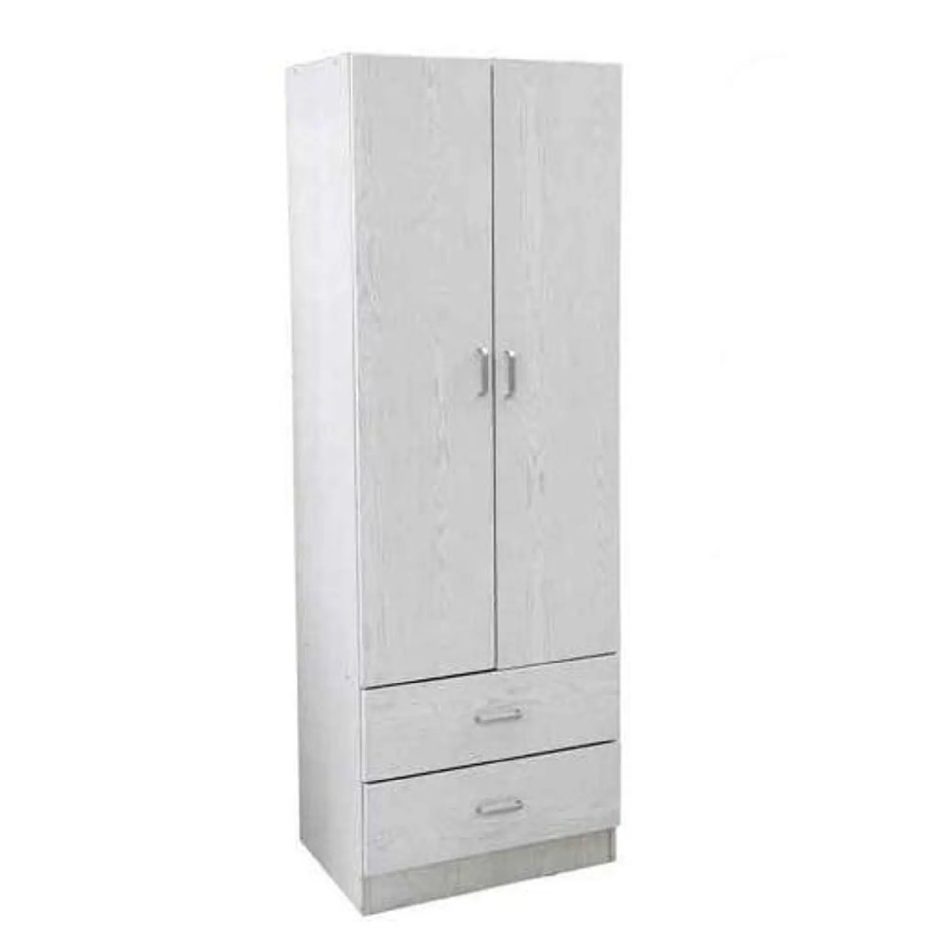 ARMADIO 2 ANTE 2 CASSETTI LEGNO TRUCIOLARE BIANCO 60X42X180