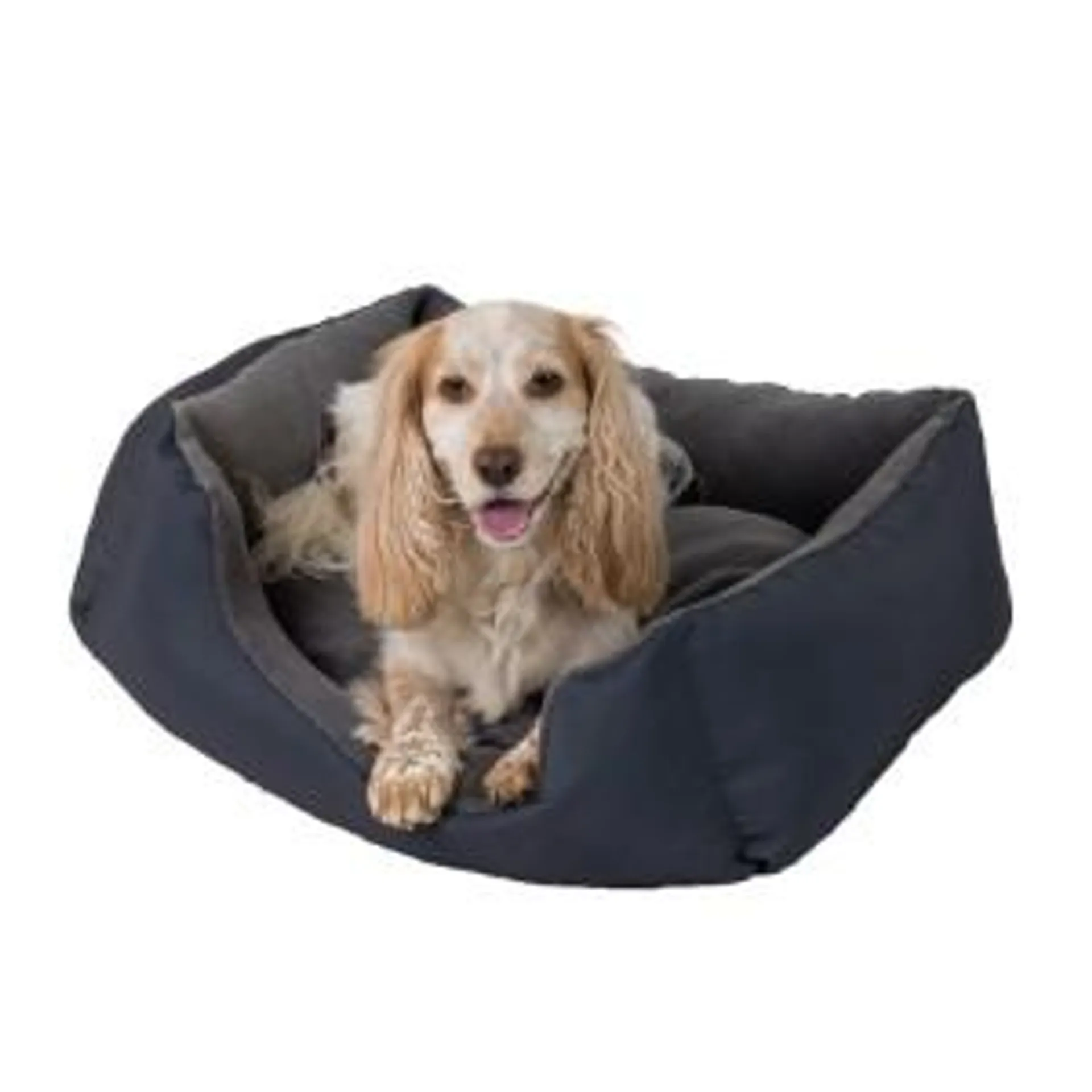 Pets at Home Fleece Square Dog Bed Charcoal Medium