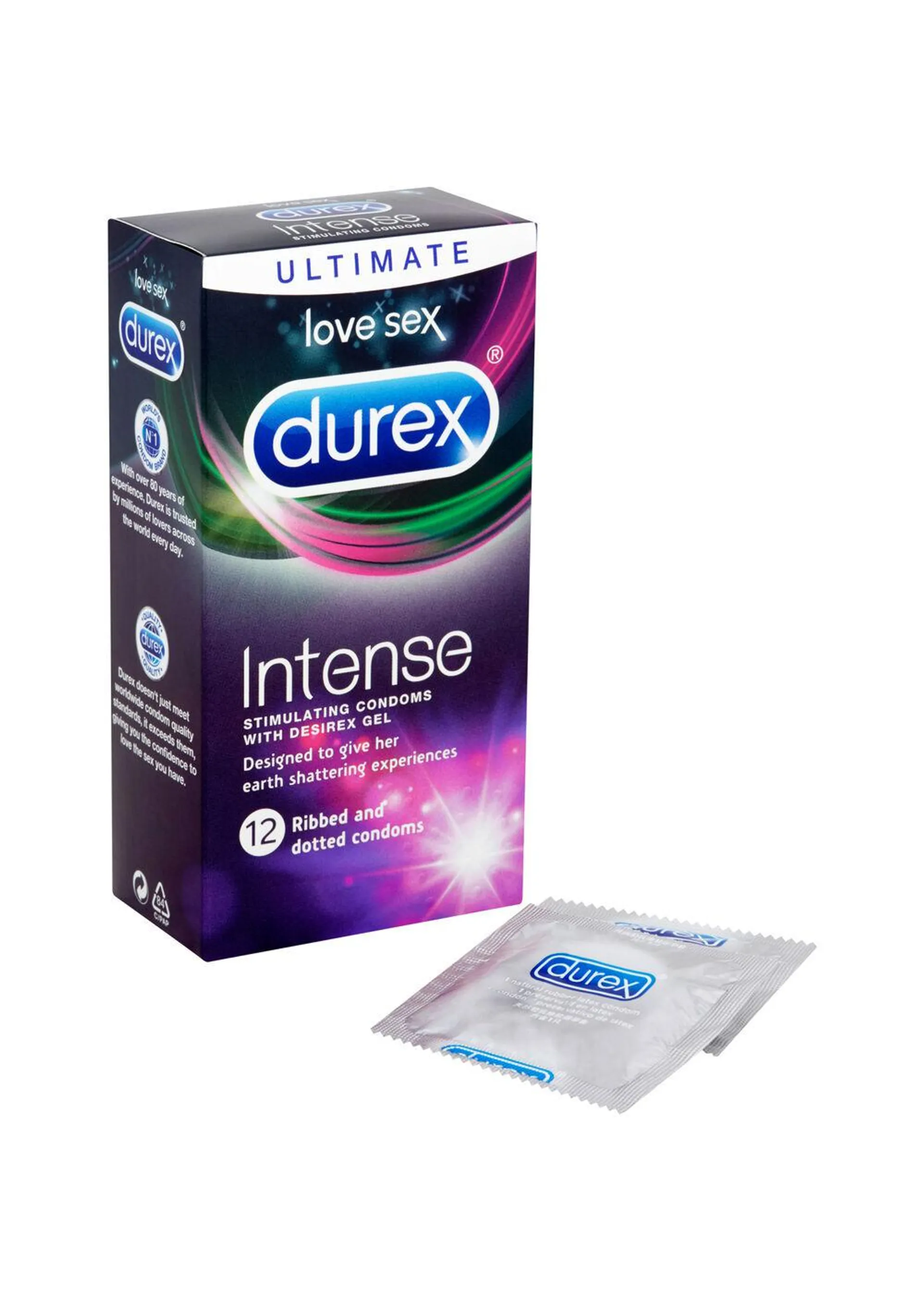 Durex Intense Ribbed and Dotted 12 Pack Condoms