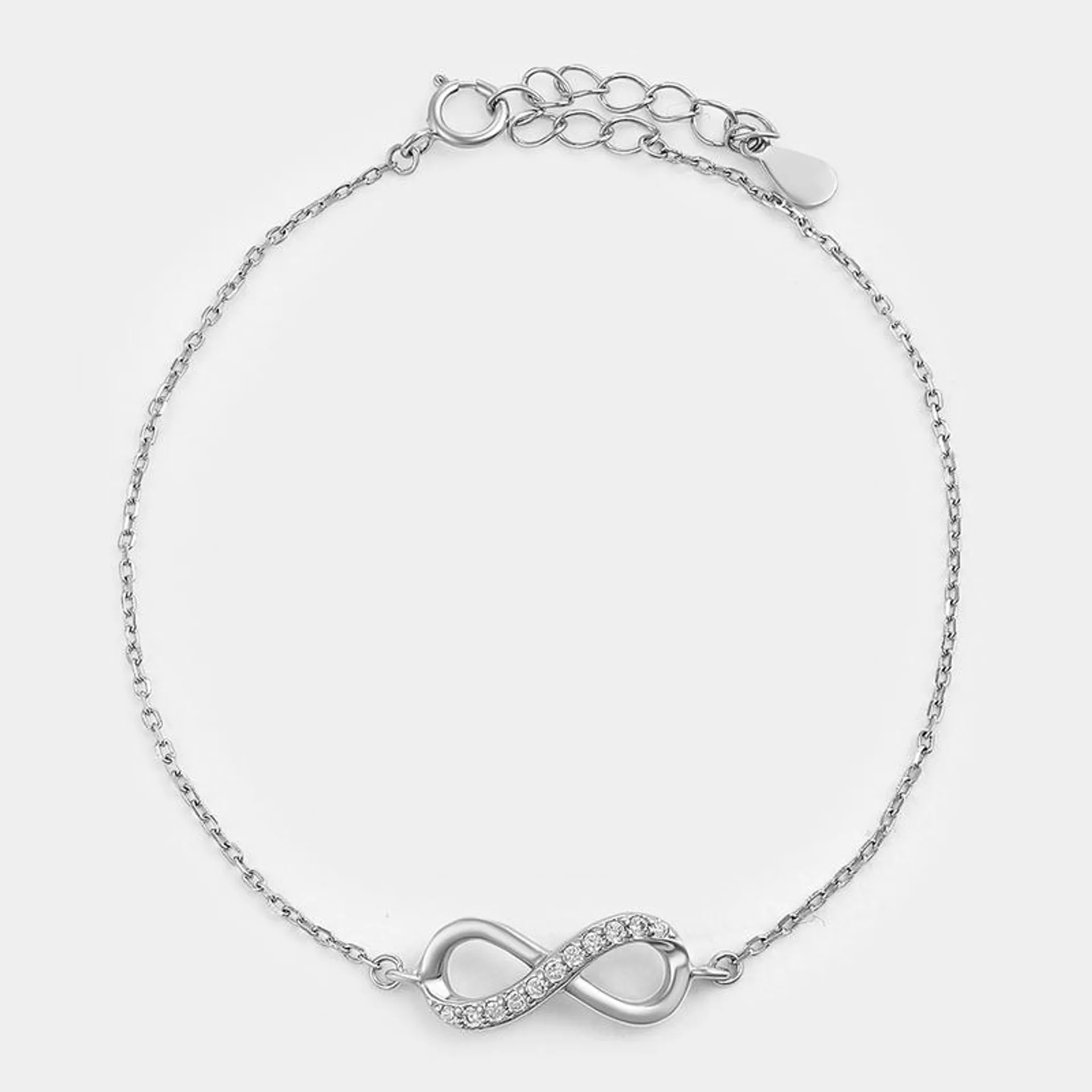 Sterling Silver Cubic Zirconia Kid's Infinity Bracelet