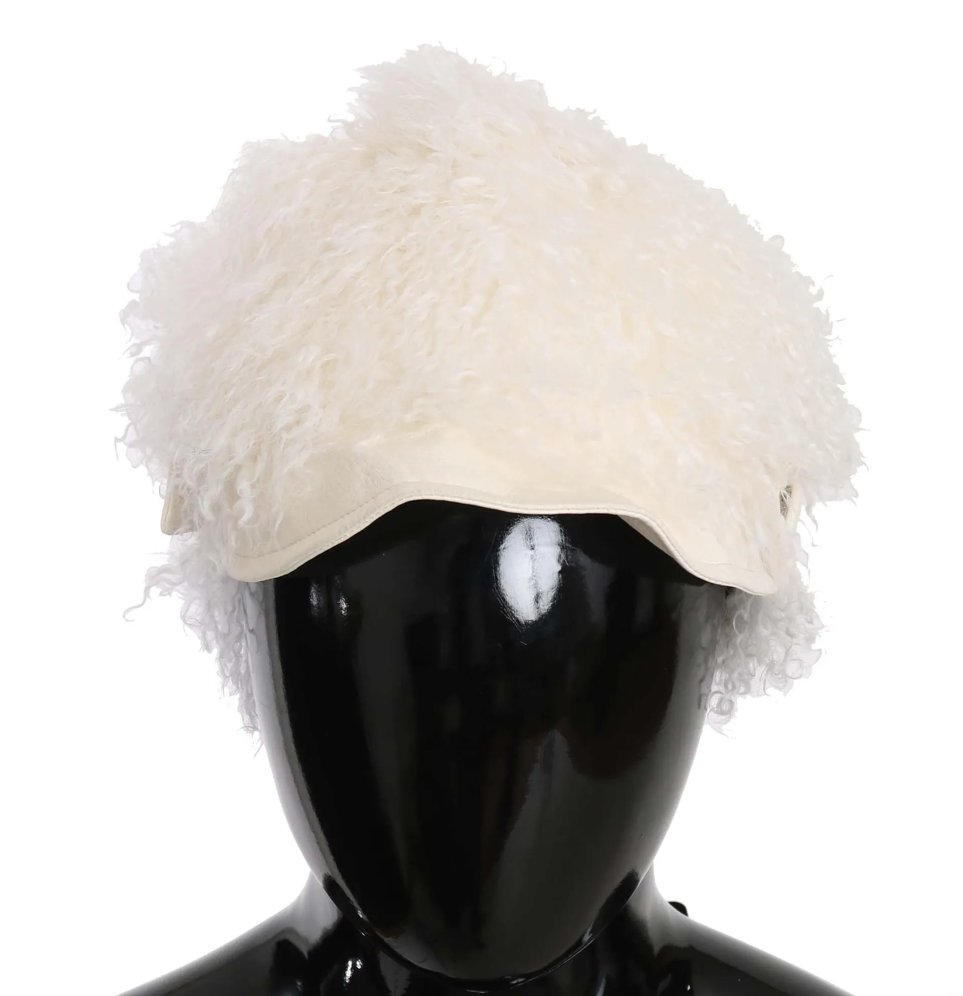 Beige Tibet Lamb Fur Gatsby Cap Women Hat