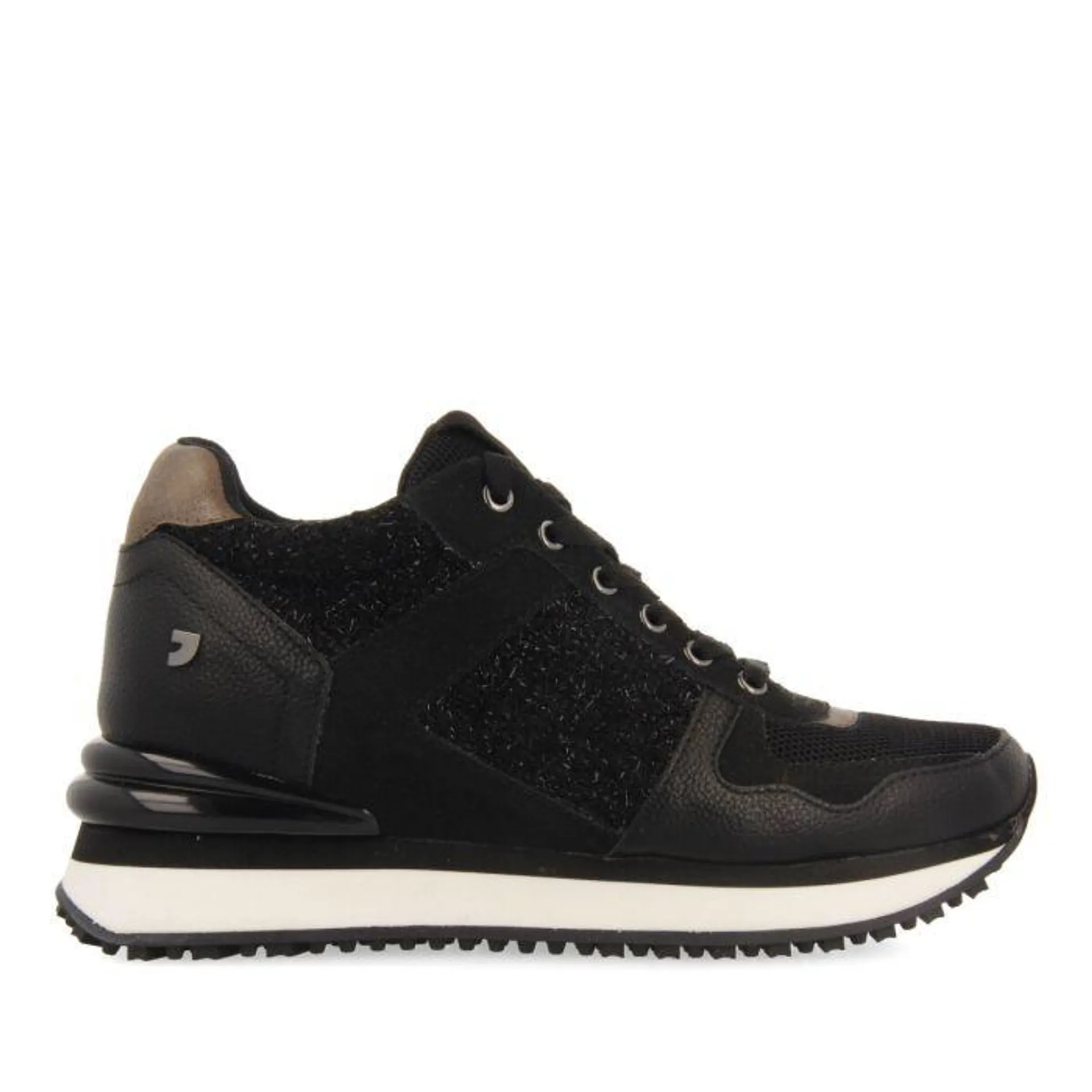 Lellig women's black monochrome sneakers with inner wedges