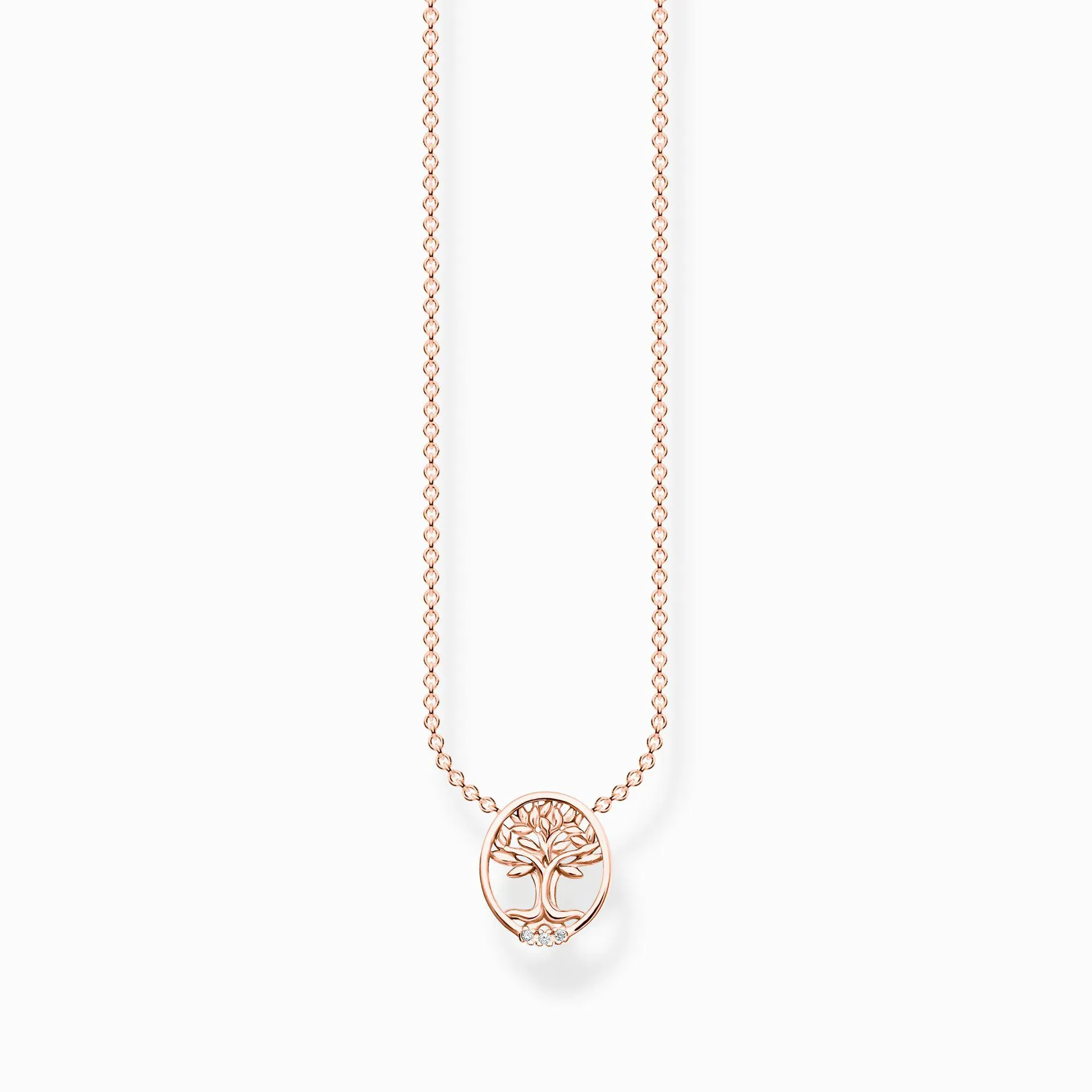 Necklace Tree of Love with white stones rosegold