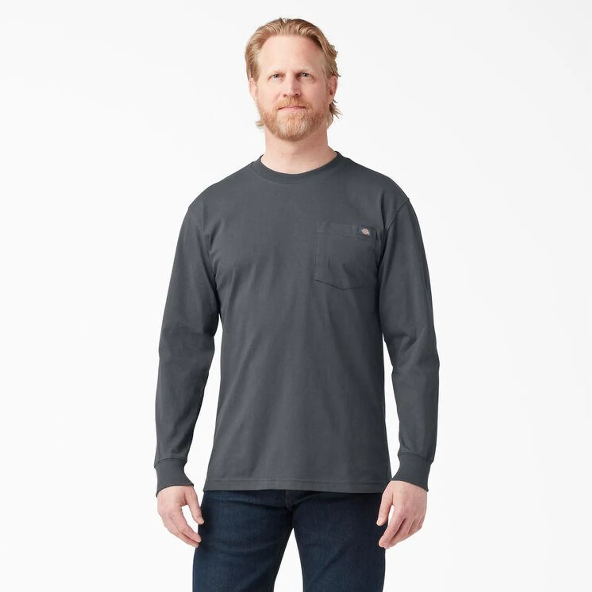 Long Sleeve Heavyweight Crew Neck T-Shirt, Charcoal Gray