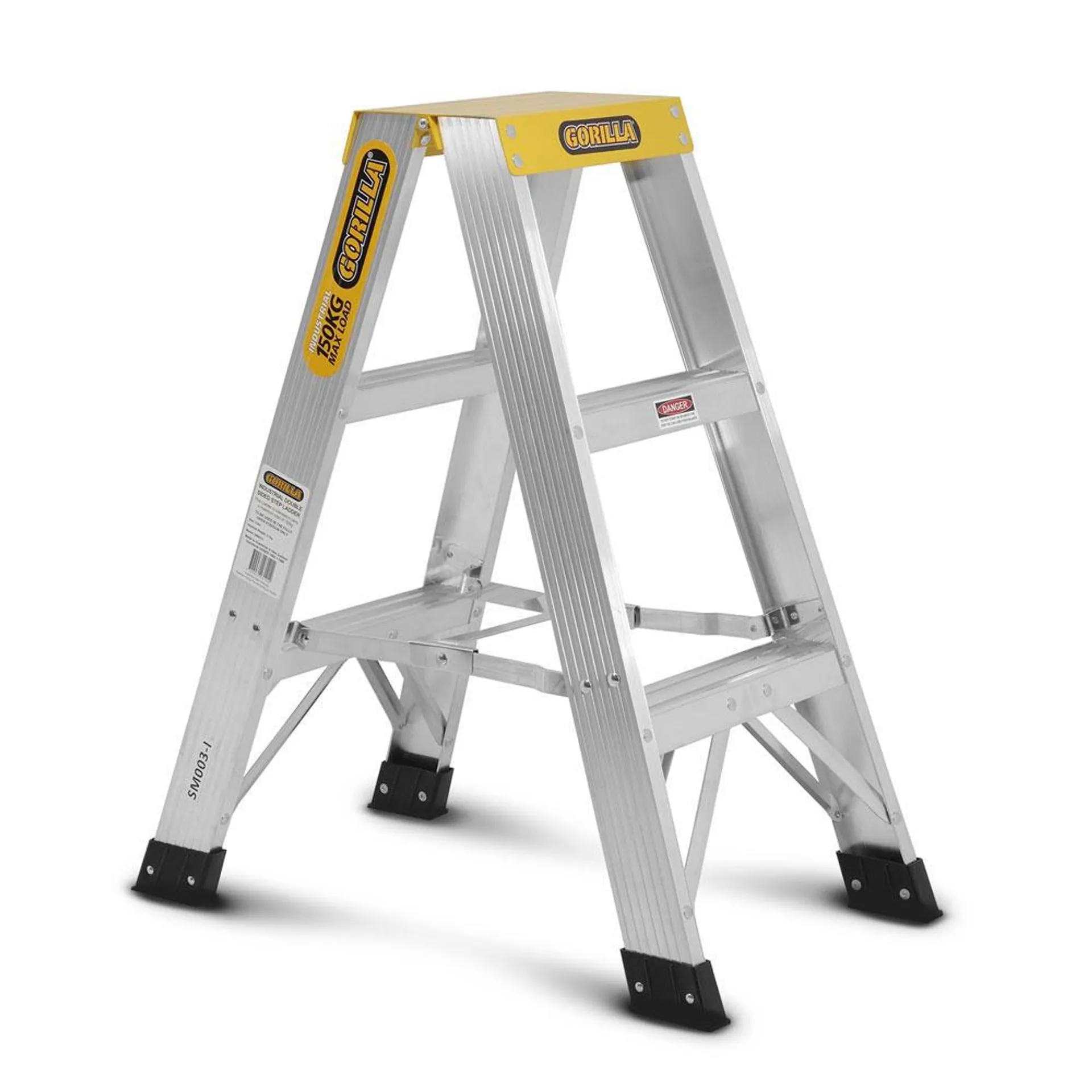 Gorilla SM003-I 3-Step 0.9m 150kg Aluminium Double Sided Industrial Ladder