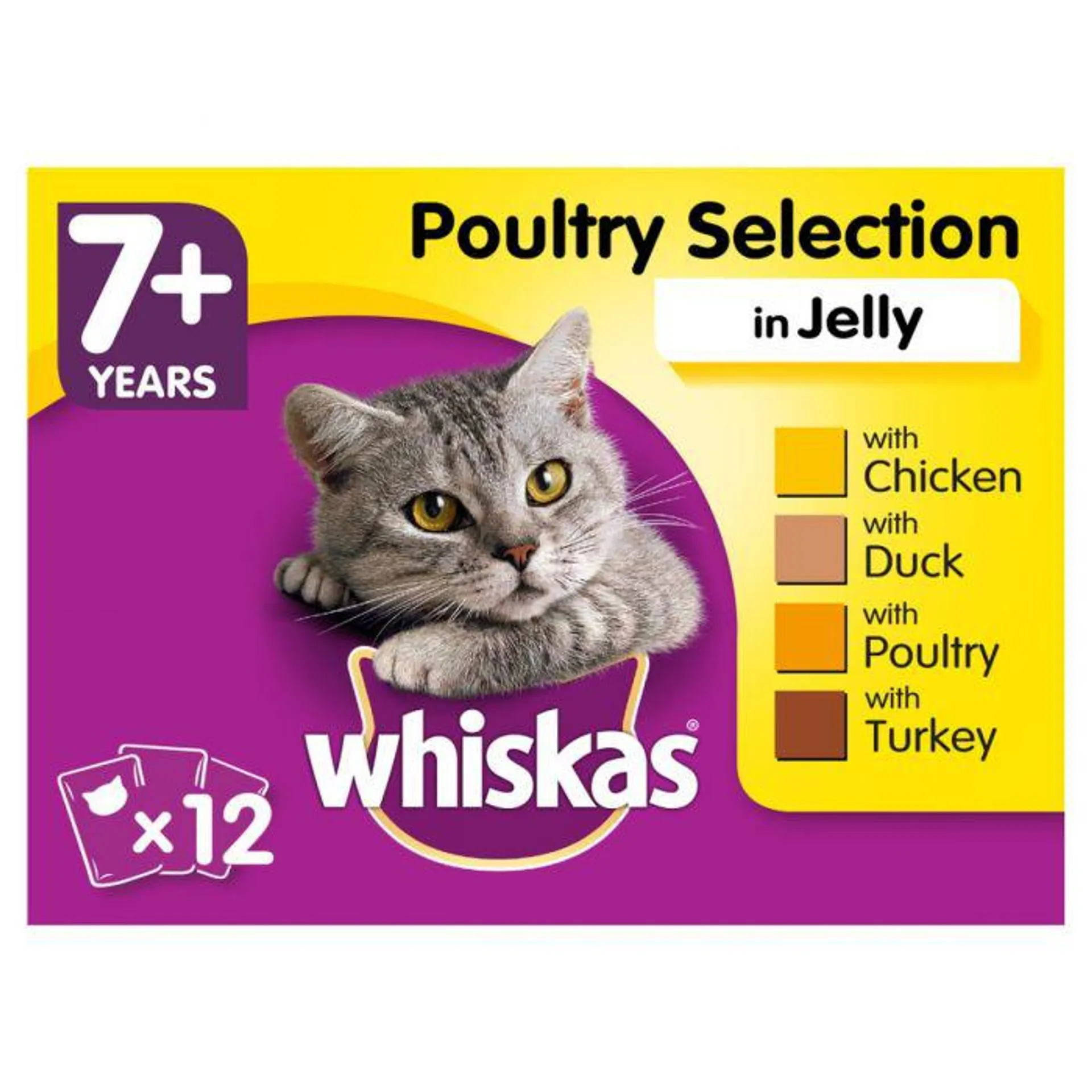 Whiskas 7+ Cat Pouches Poultry Selection 12 x 100g