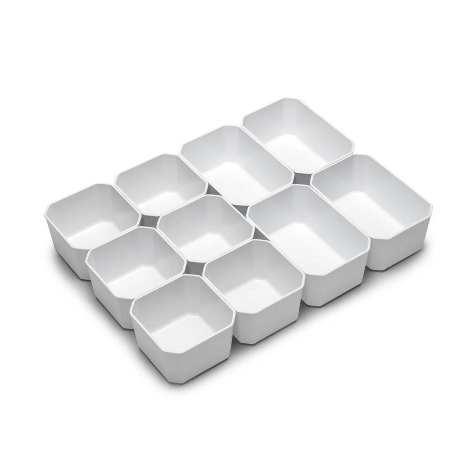Emuca Cubos para organizadores de cajón de baño Tidy, Plástico blanco, Plástico, 10 cubos