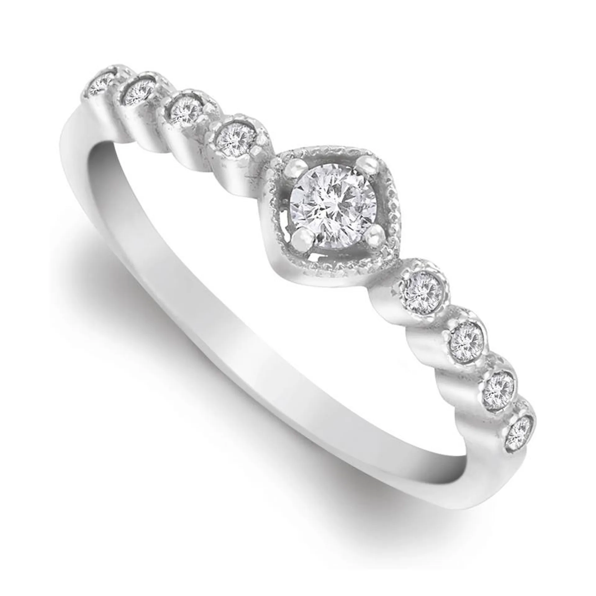 Sterling Silver & Cubic Zirconia Skinny Ring