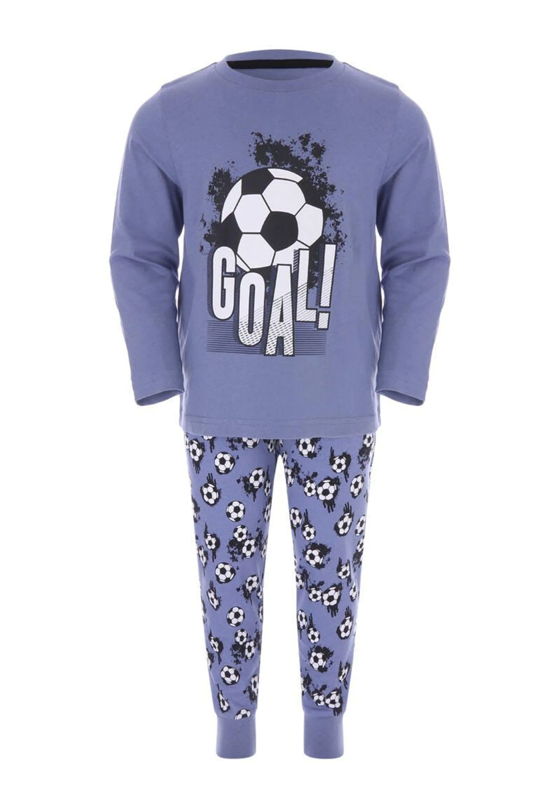 Younger Boys Blue Football Pyjama Set