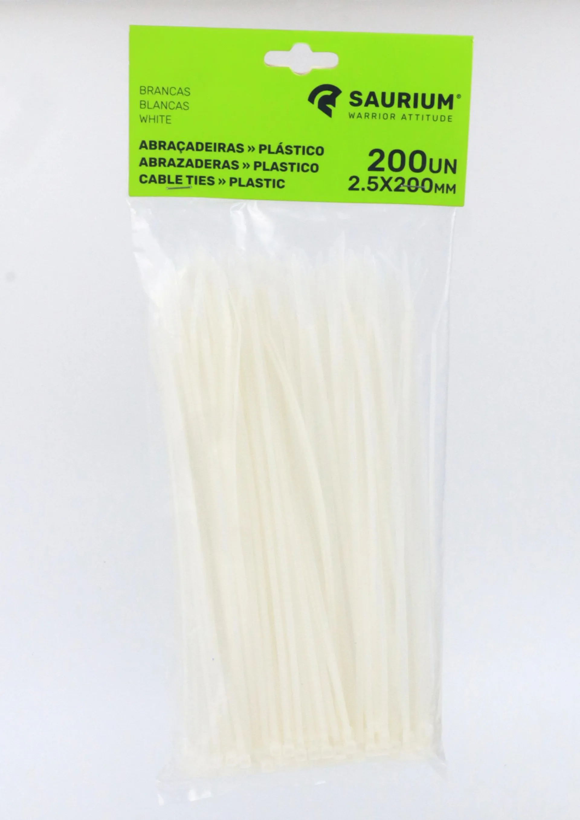Abraçadeira Plástico, Branca, 2,5 x 200mm - SAURIUM®
