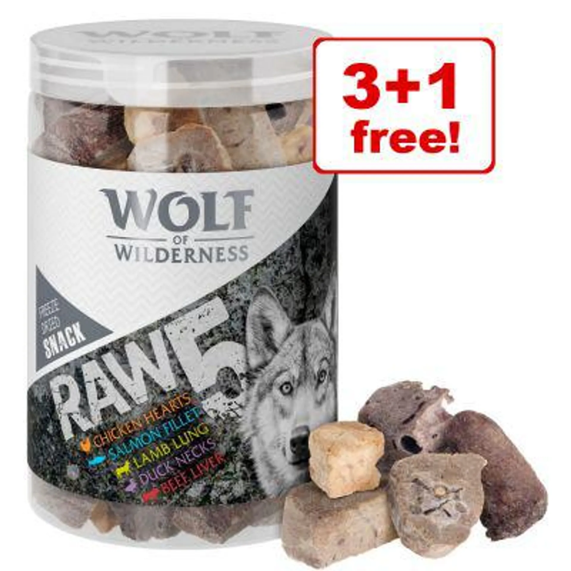 Wolf of Wilderness RAW Freeze-dried Dog Snacks - 3 + 1 Free!*