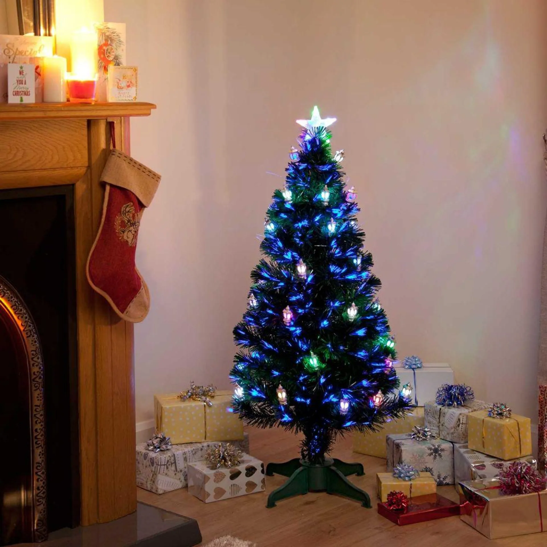 Victoriana Colour Changing Lantern Fibre Optic Christmas Tree