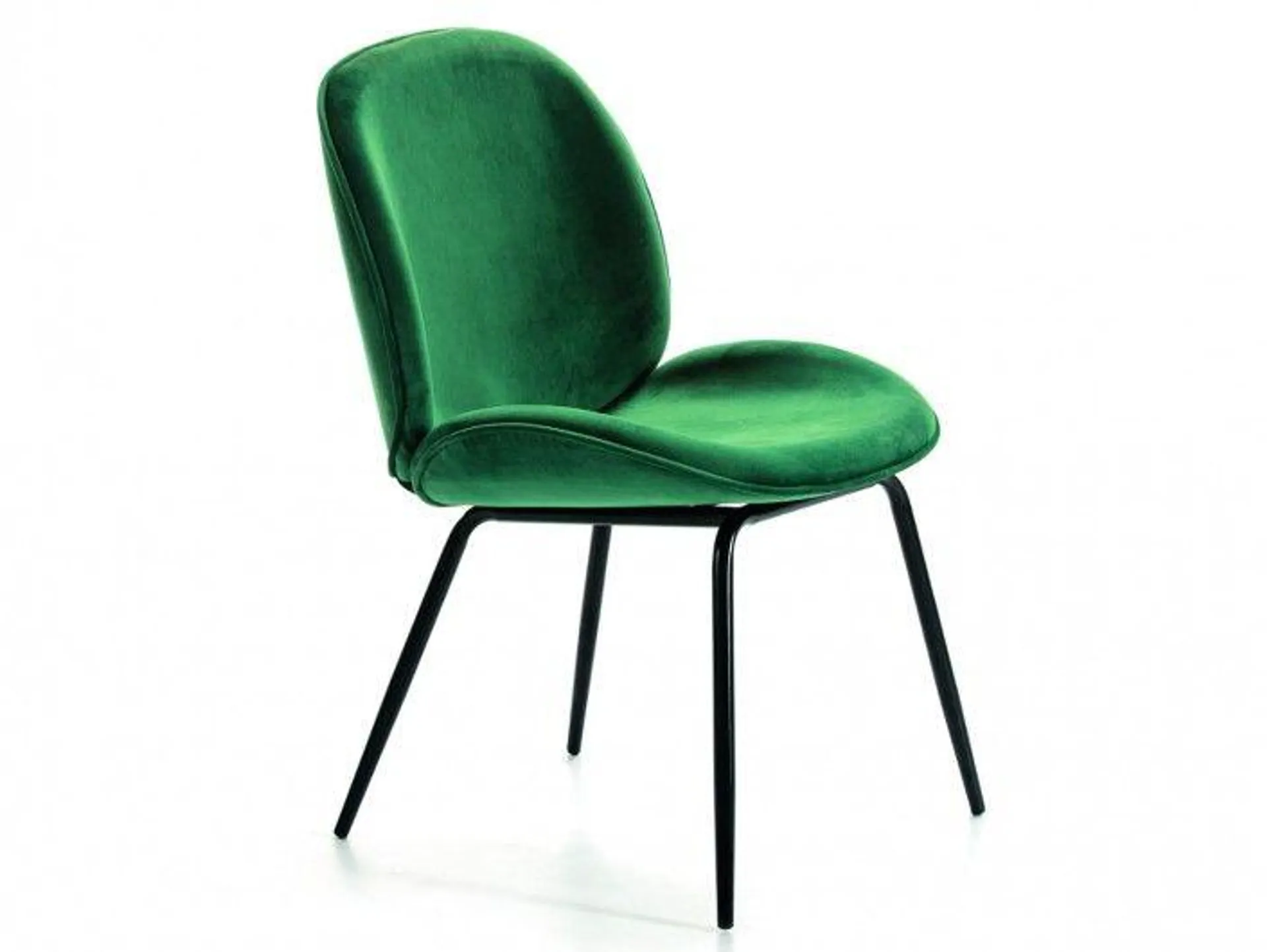 Pack 2 sillas de comedor tapizado verde y patas metálicas