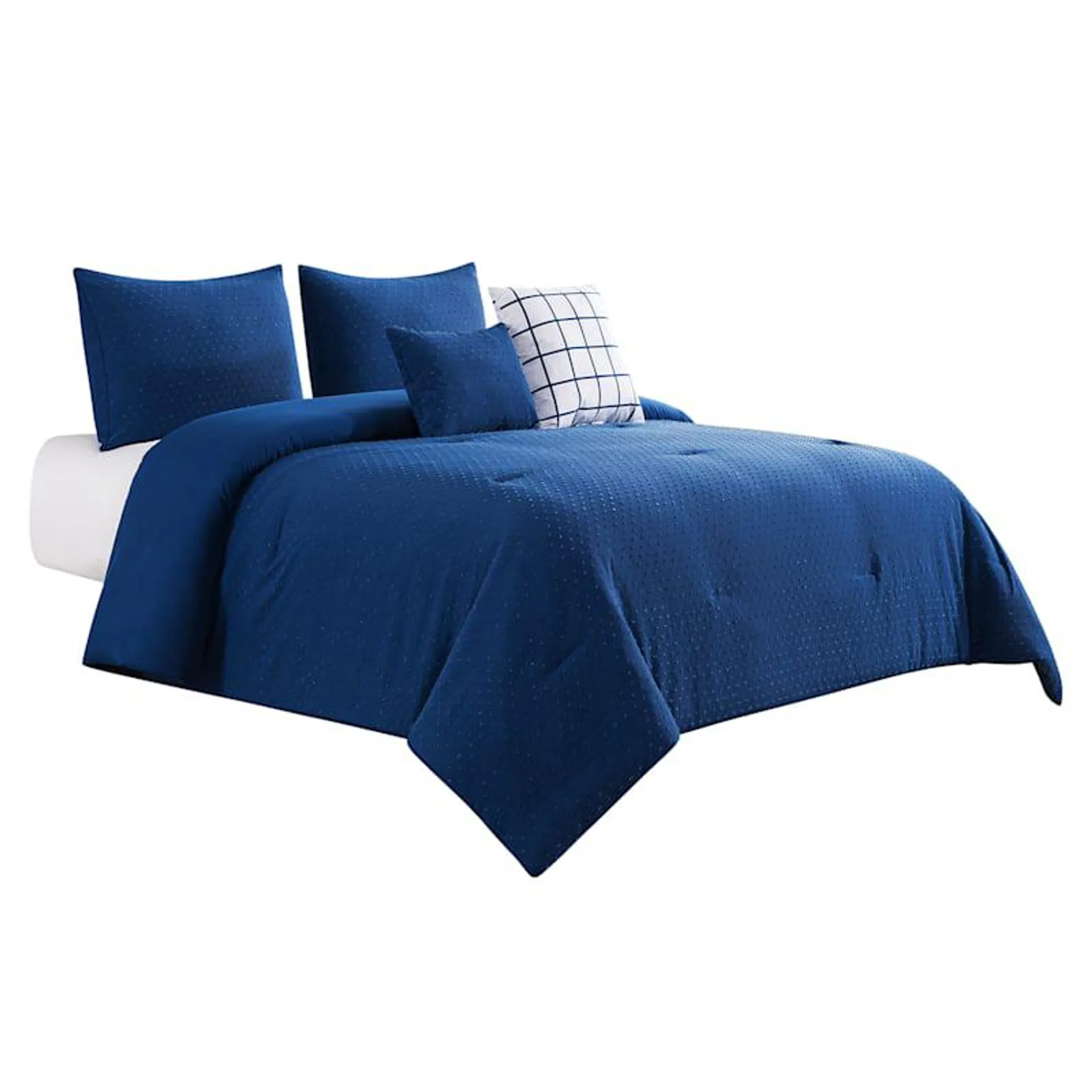 Ty Pennington 5-Piece Blue Dot Clip Comforter Set, King