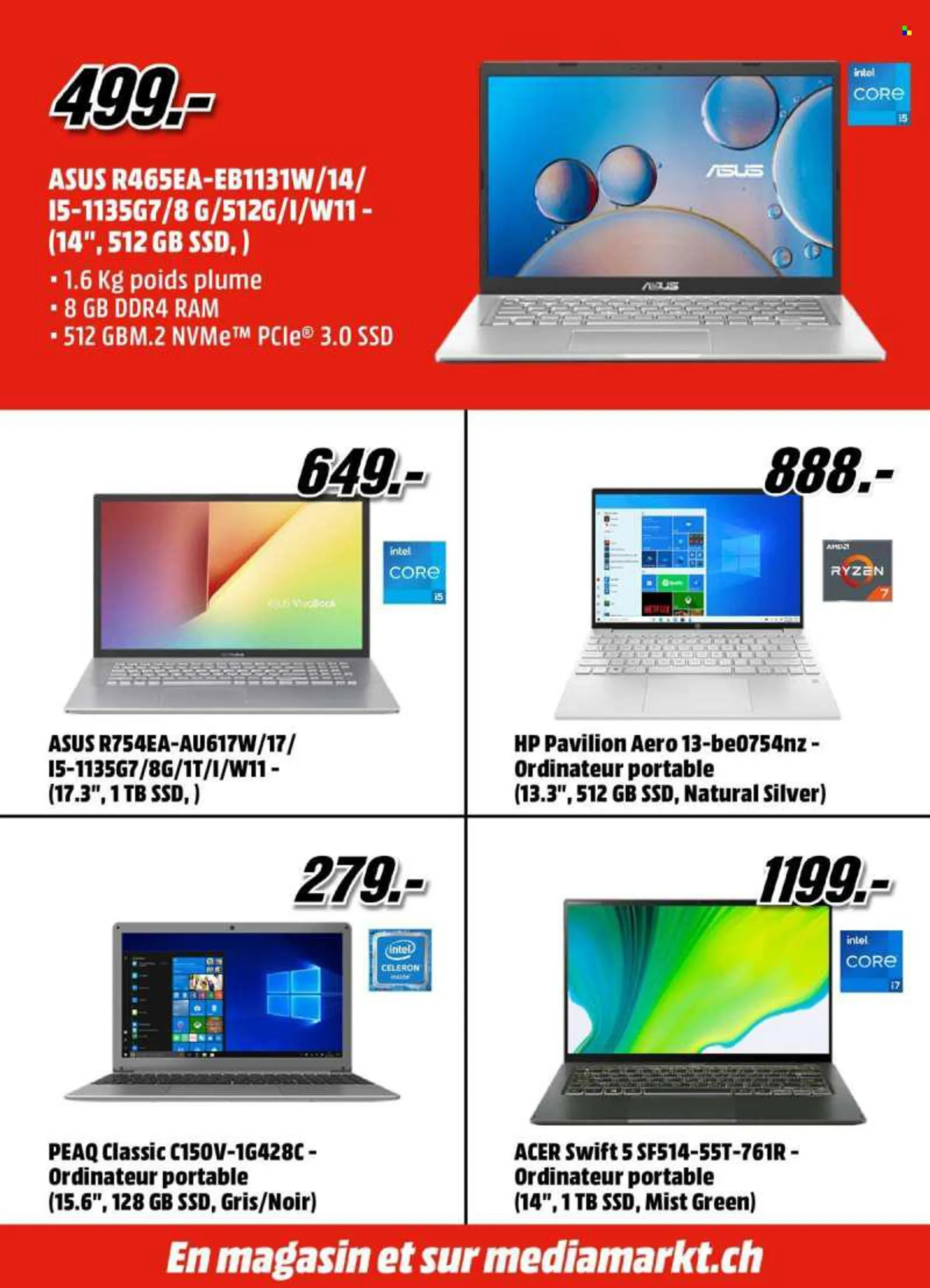 Prospekte MediaMarkt - 8.8.2022 - 14.8.2022 - Produkte in Aktion - Asus, Intel, HP, VivoBook, Acer. Seite 3.