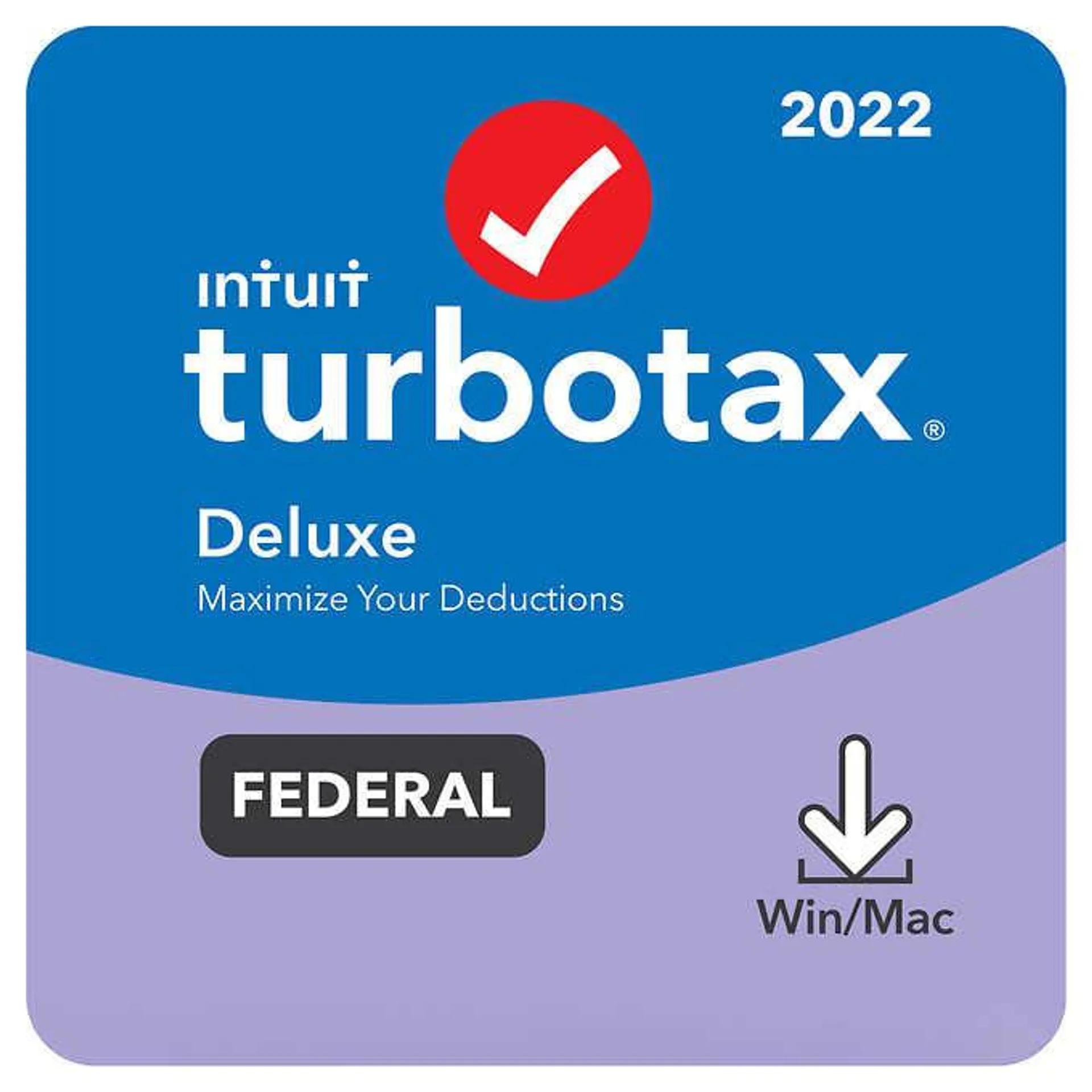 TurboTax Deluxe 2022 Federal Only E-File, for PC/Mac, Includes $10 Credit In-Product*
