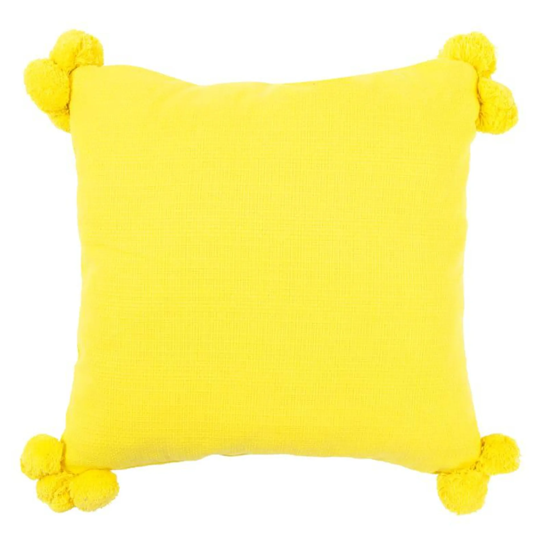 Tracey Boyd Yellow Pom-Pom Throw Pillow, 16"