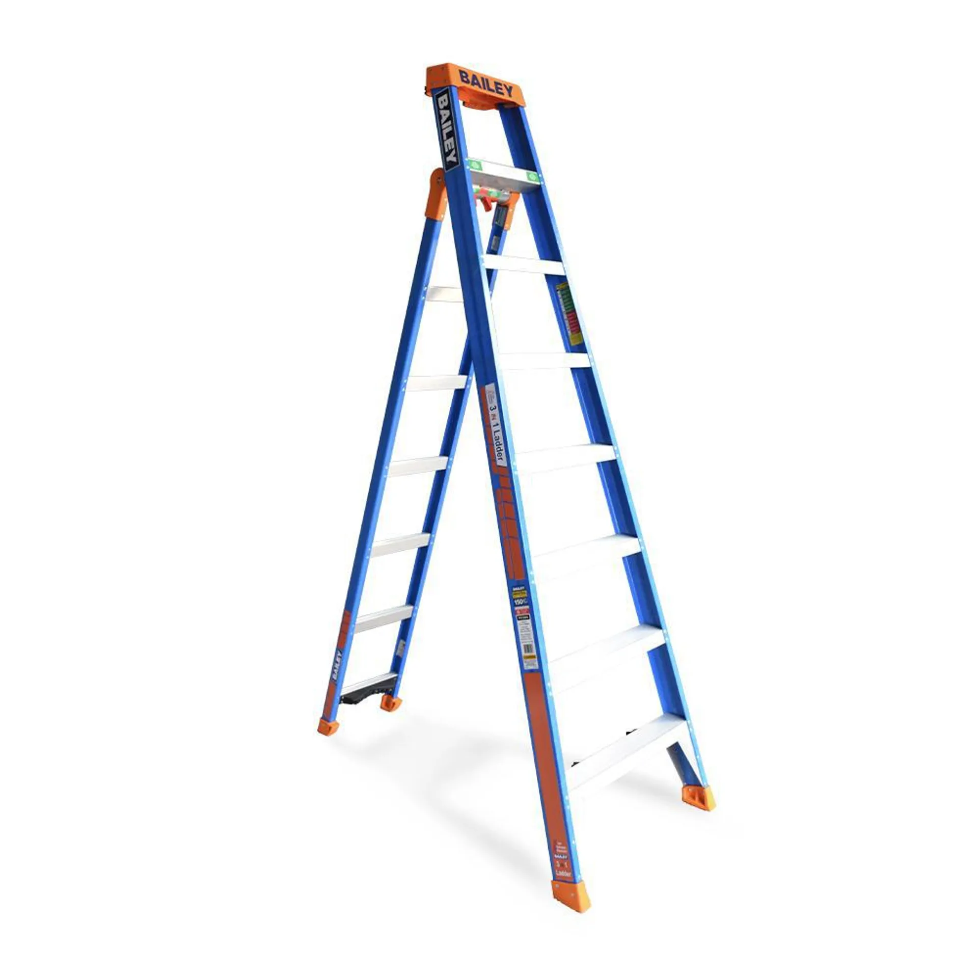 Bailey FS13886 150kg 2.4m 3-in-1 Fibreglass Step Leaning Straight Ladder