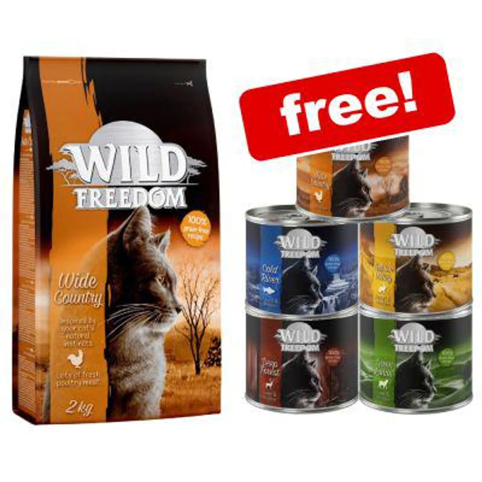 6kg Wild Freedom Dry Cat Food + 6 x 200g Wild Freedom Wet Cat Food Free!*
