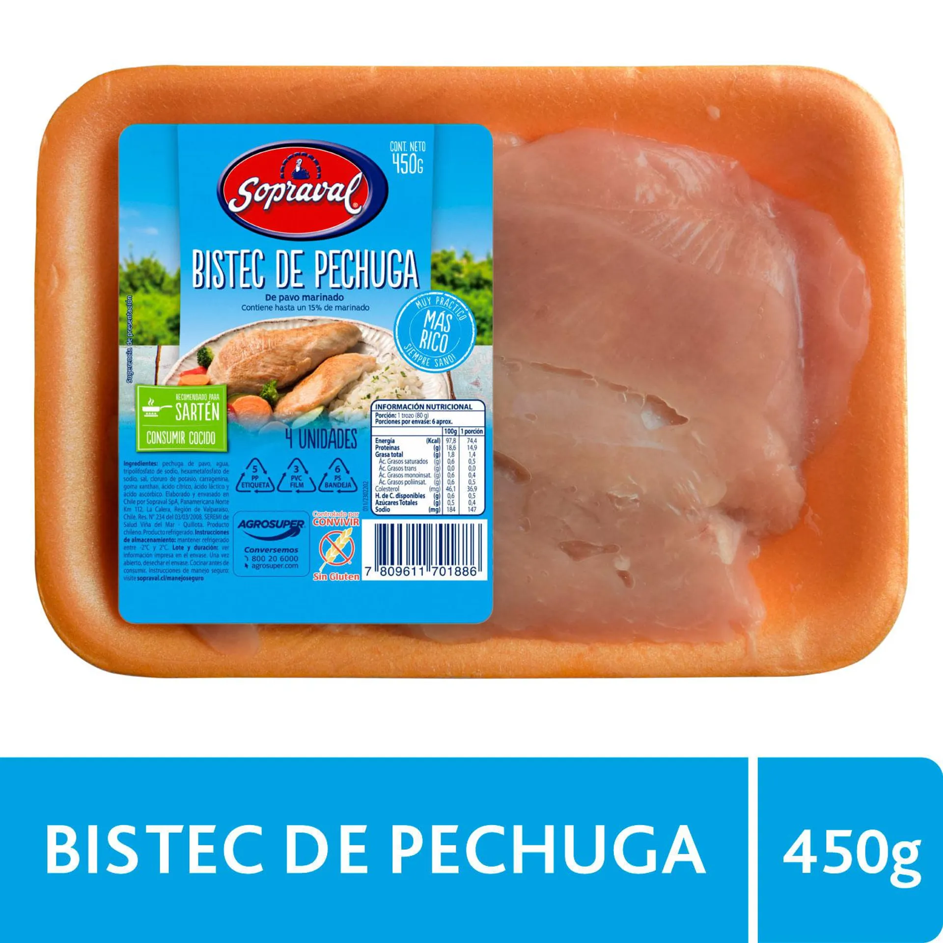 Bistec de pechuga de pavo 450 g