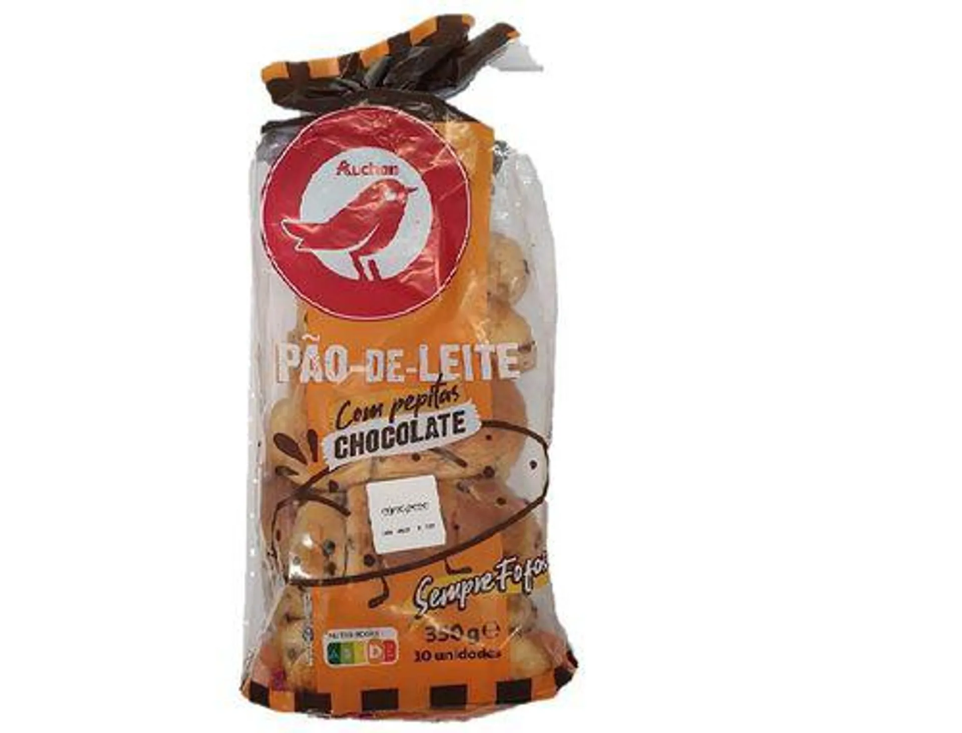 pão auchan de leite pepitas chocolate 10un