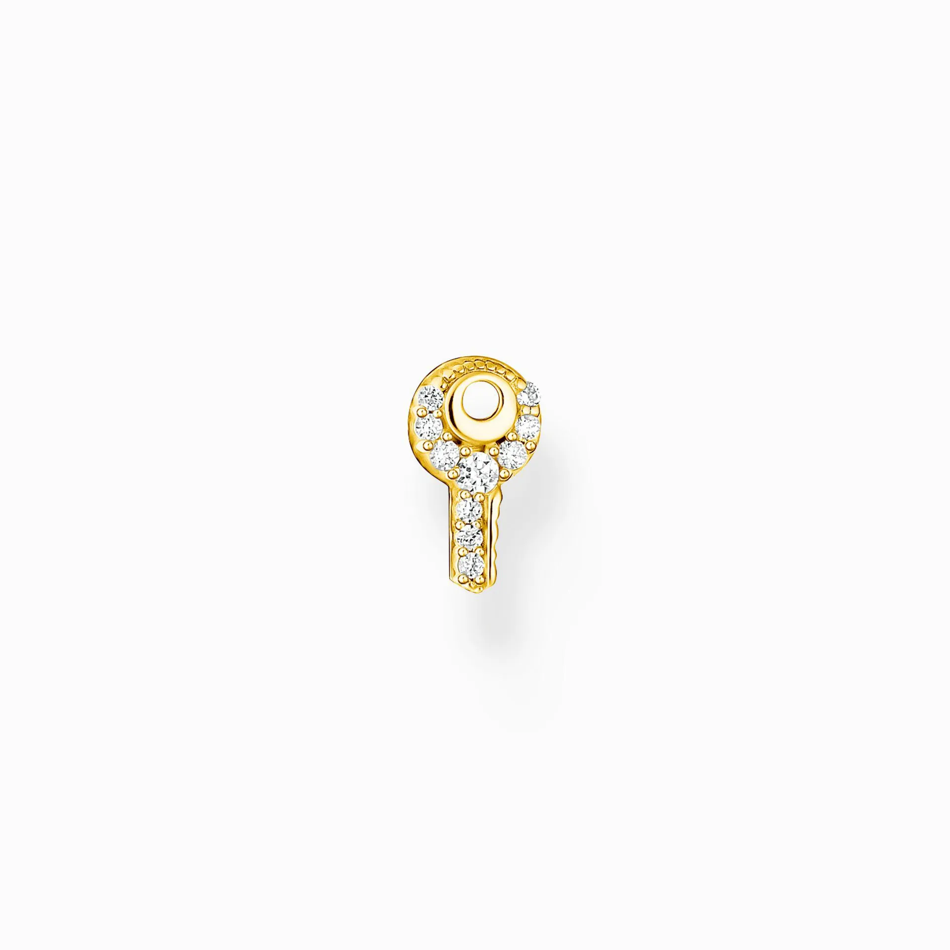 Single ear stud key white stones gold
