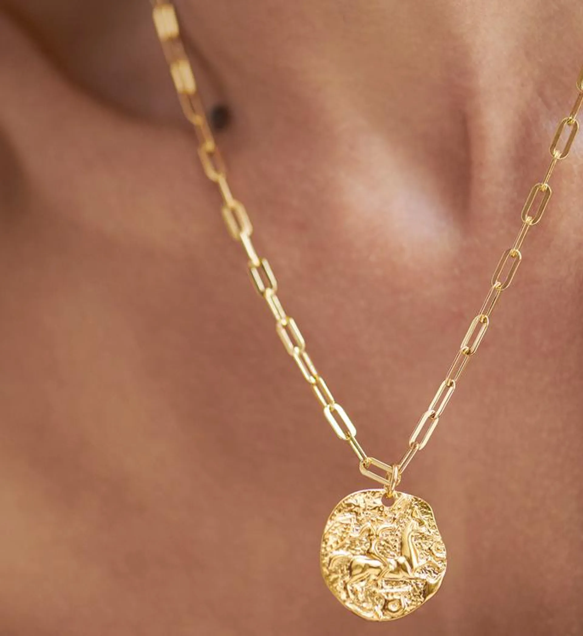 Goddess Coin Paperclip Chain Necklace