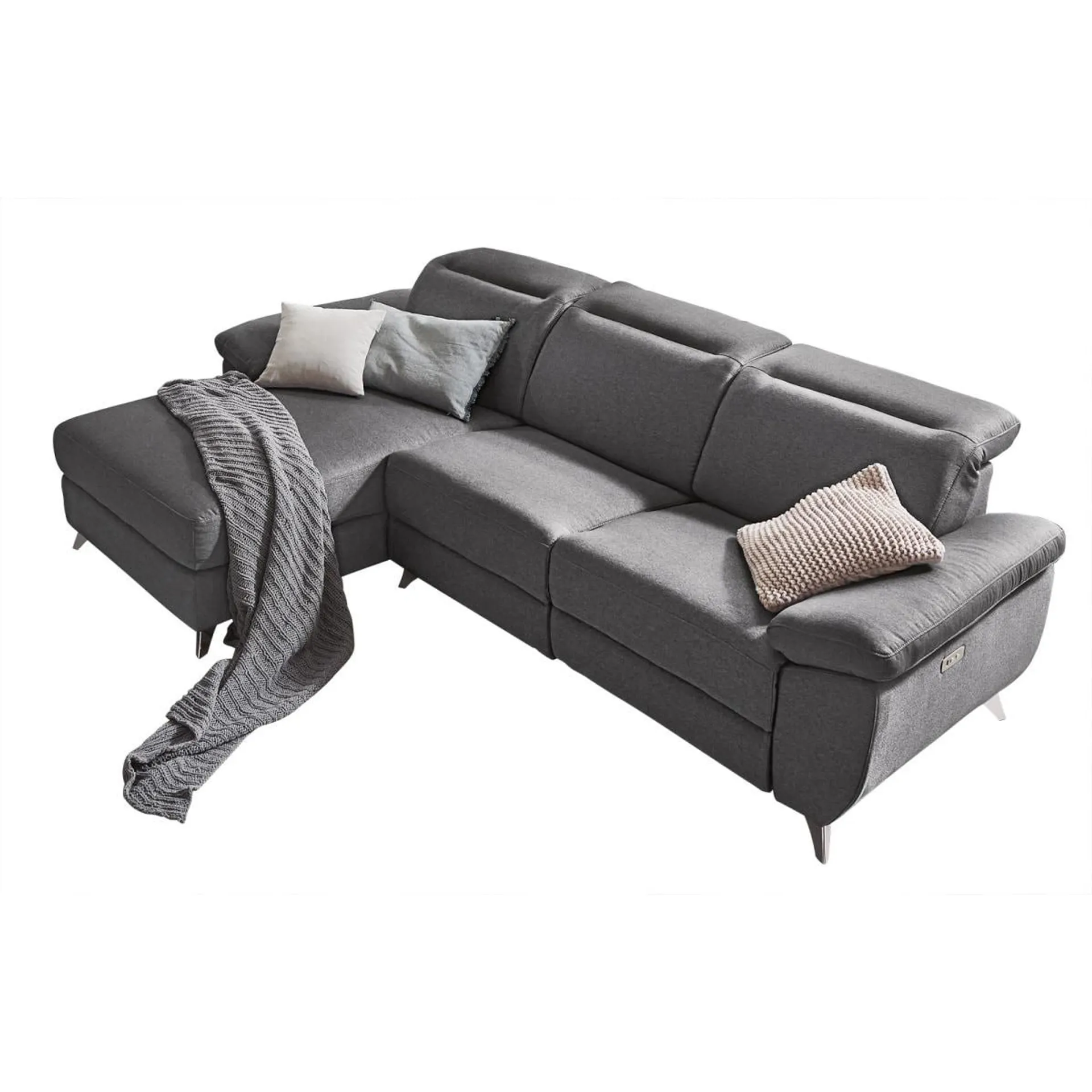 Ecksofa NINA L 164 x 272 cm Stoffbezug grau