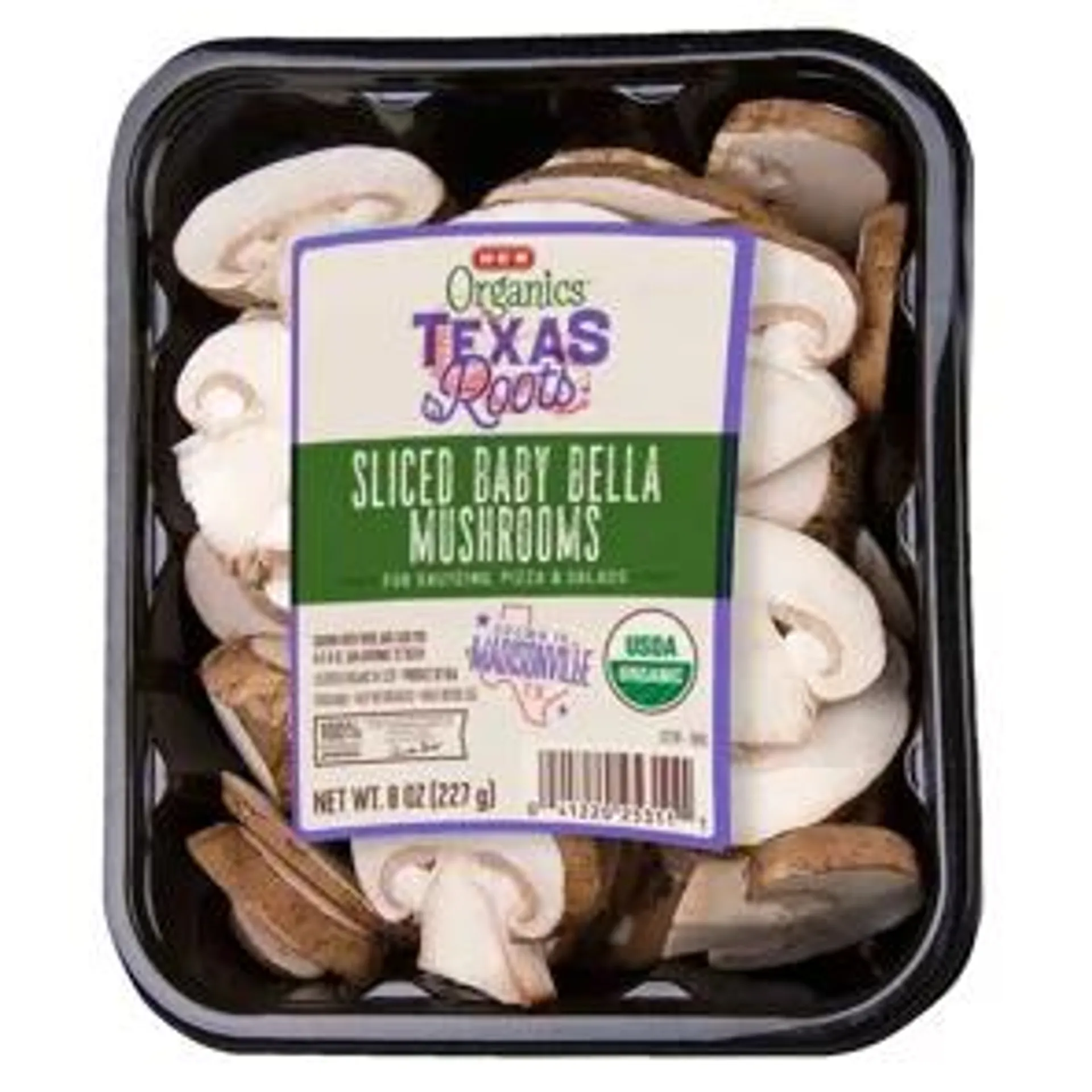 H‑E‑B Organics Texas Roots Sliced Baby Bella Mushrooms