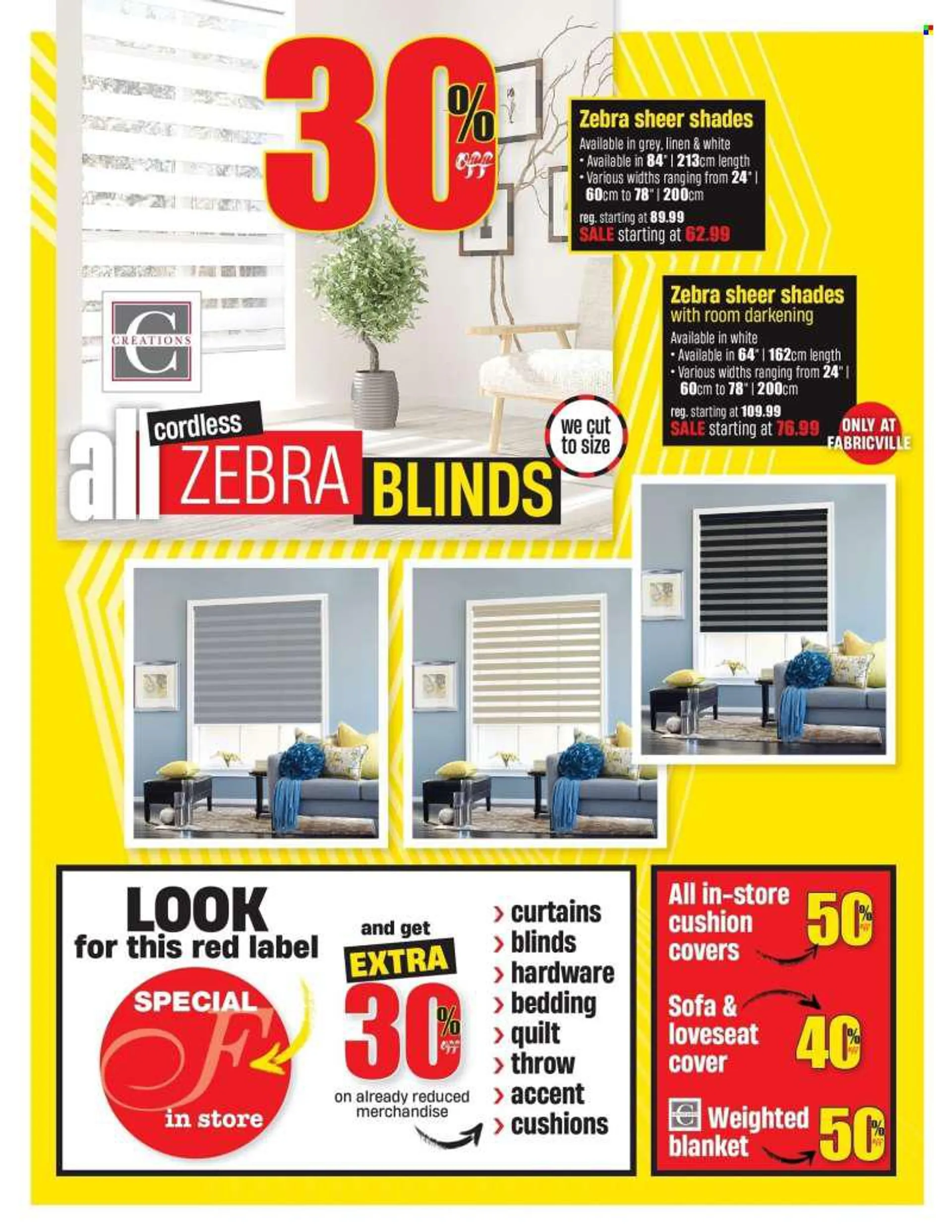 Fabricville Flyer - August 02, 2022 - August 30, 2022 - Sales products - bedding, blanket, cushion, linens, quilt, curtains. Page 7.