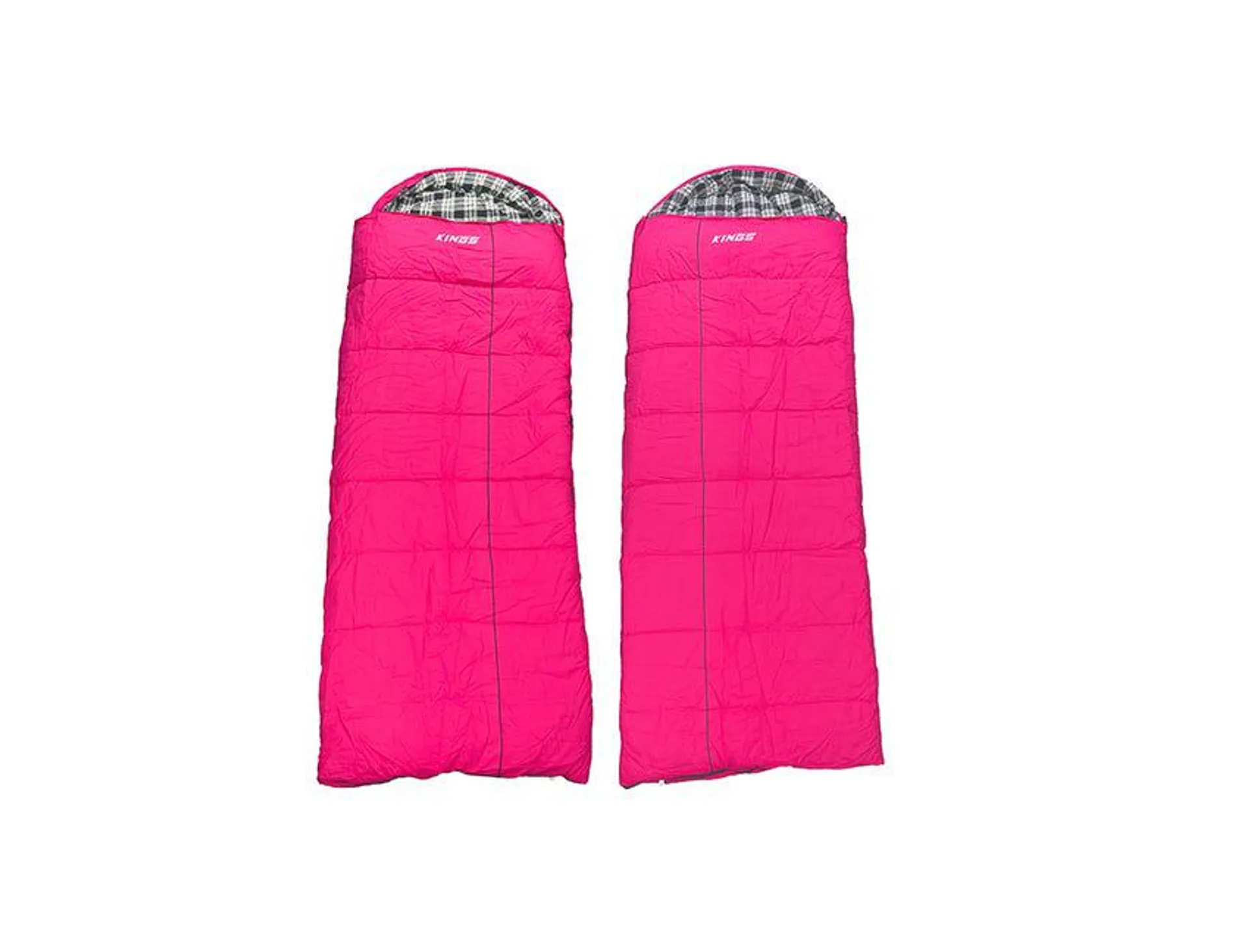 2x Adventure Kings Pink Premium Sleeping Bag - Left and Right Zipper