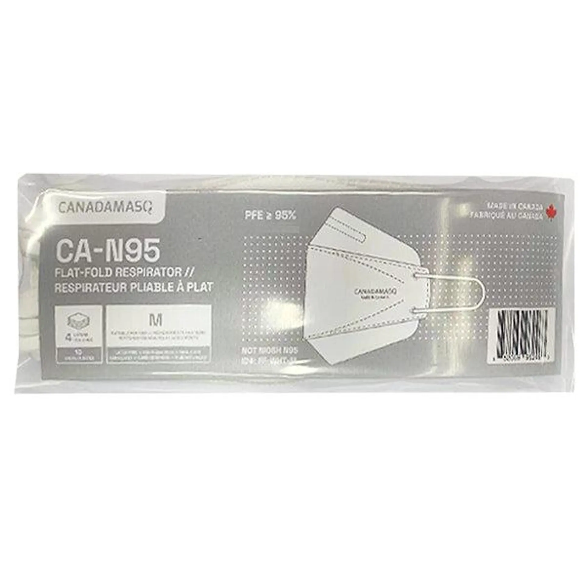 CA-N95 MEDIUM White Disposable Respirator Mask - Made in Canada 10pcs