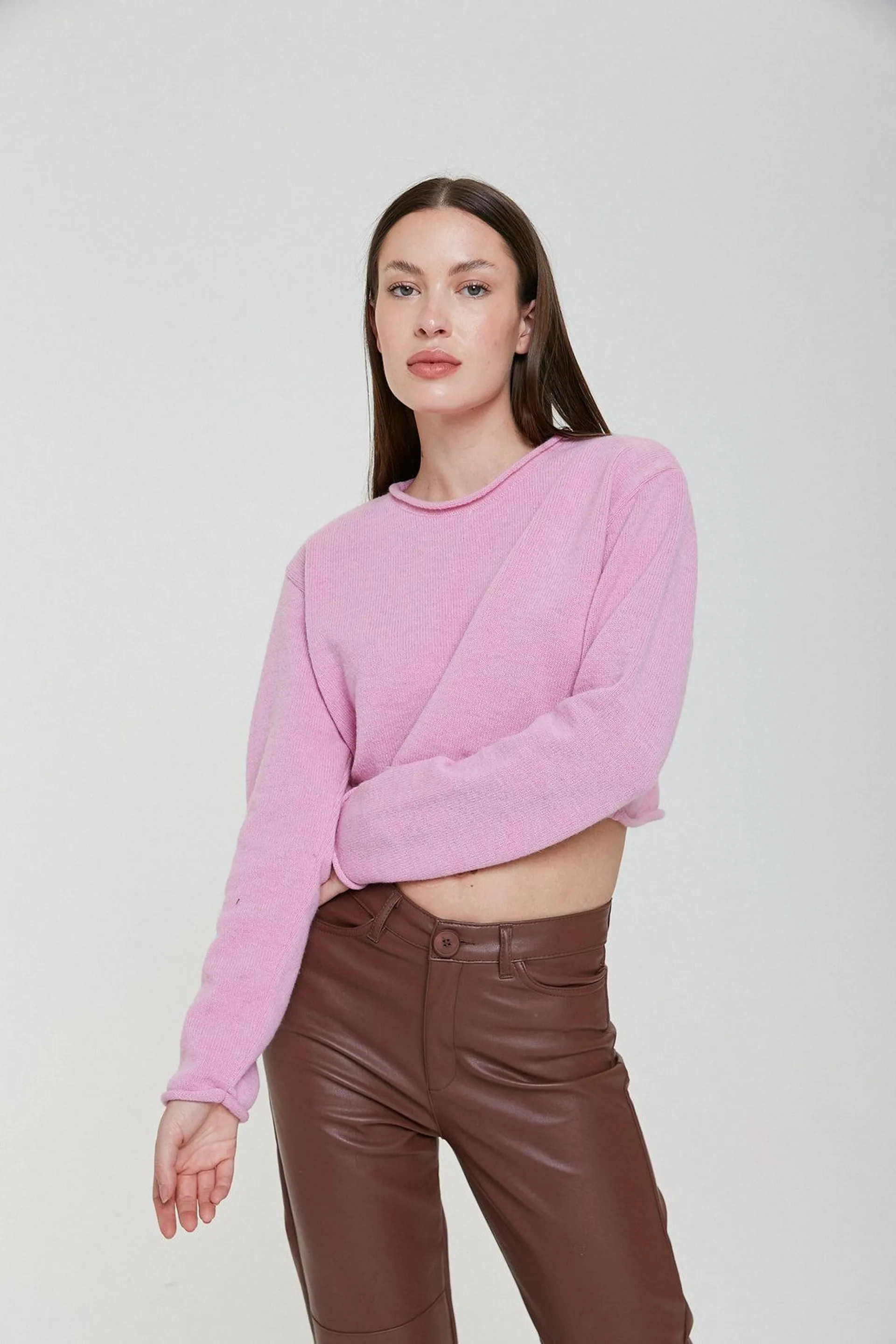 Sweater Crop Holly - Rosa