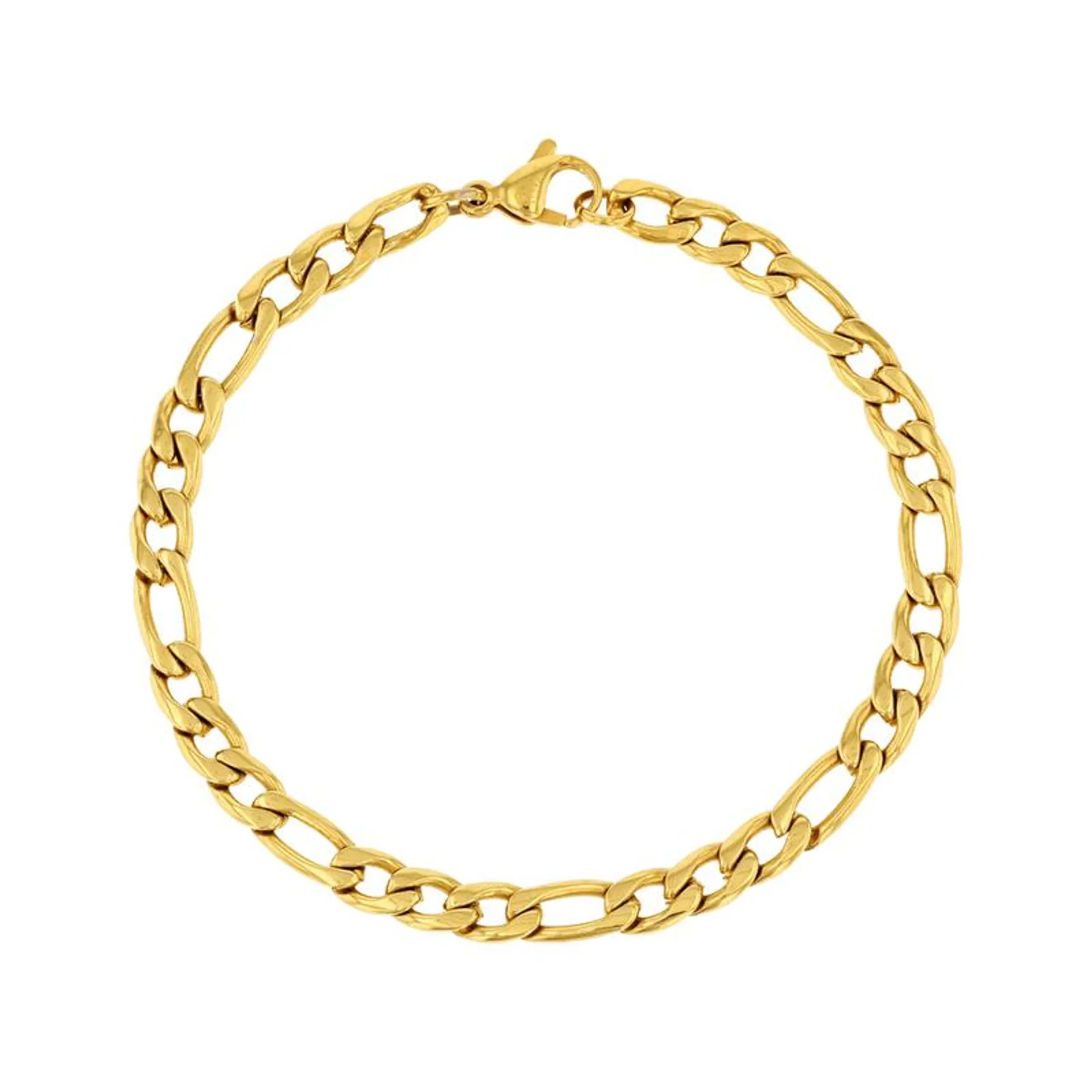 Stainless Steel Gold Tone Men’s Figaro Bracelet