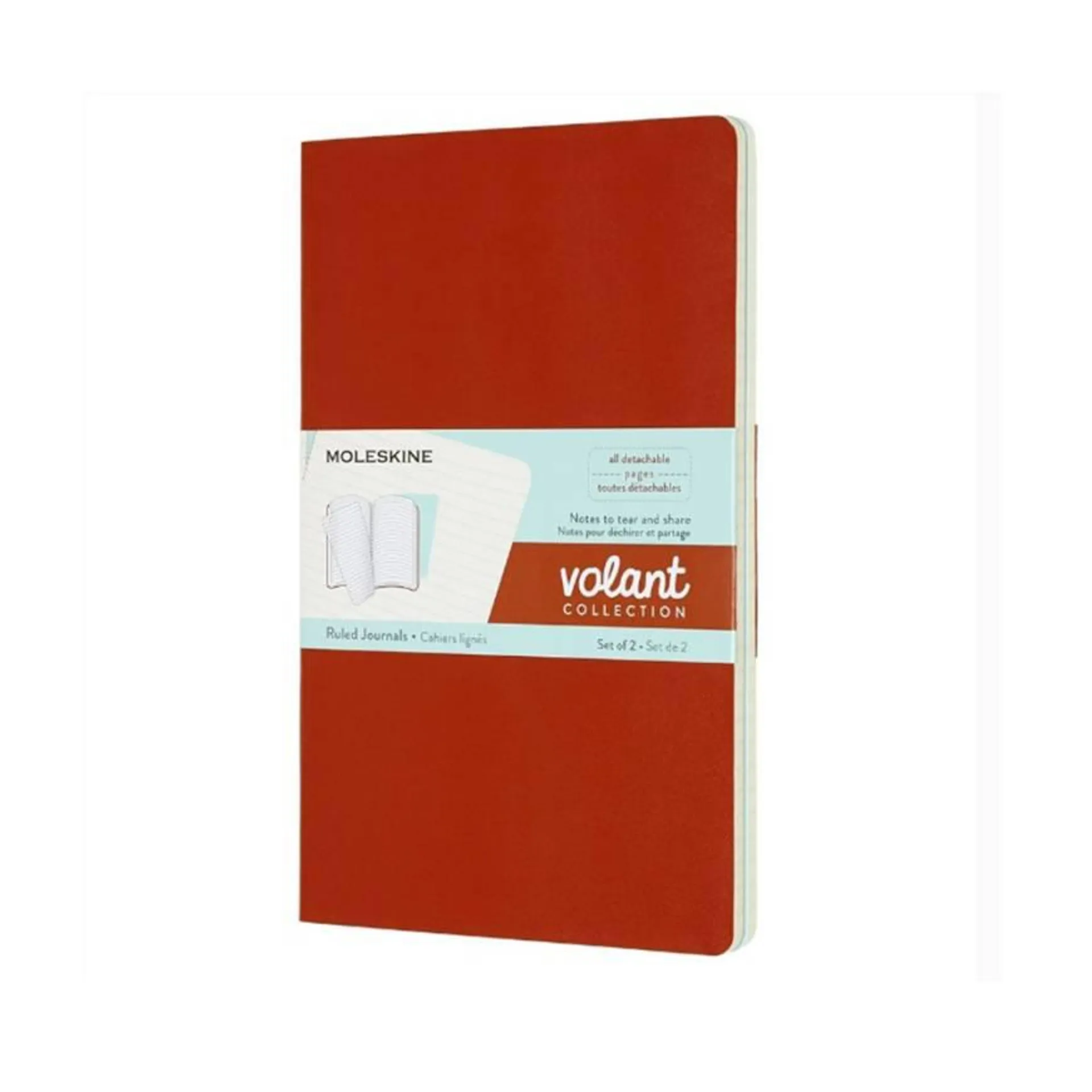 Libreta Volant Grande Plana Azul/Naranja