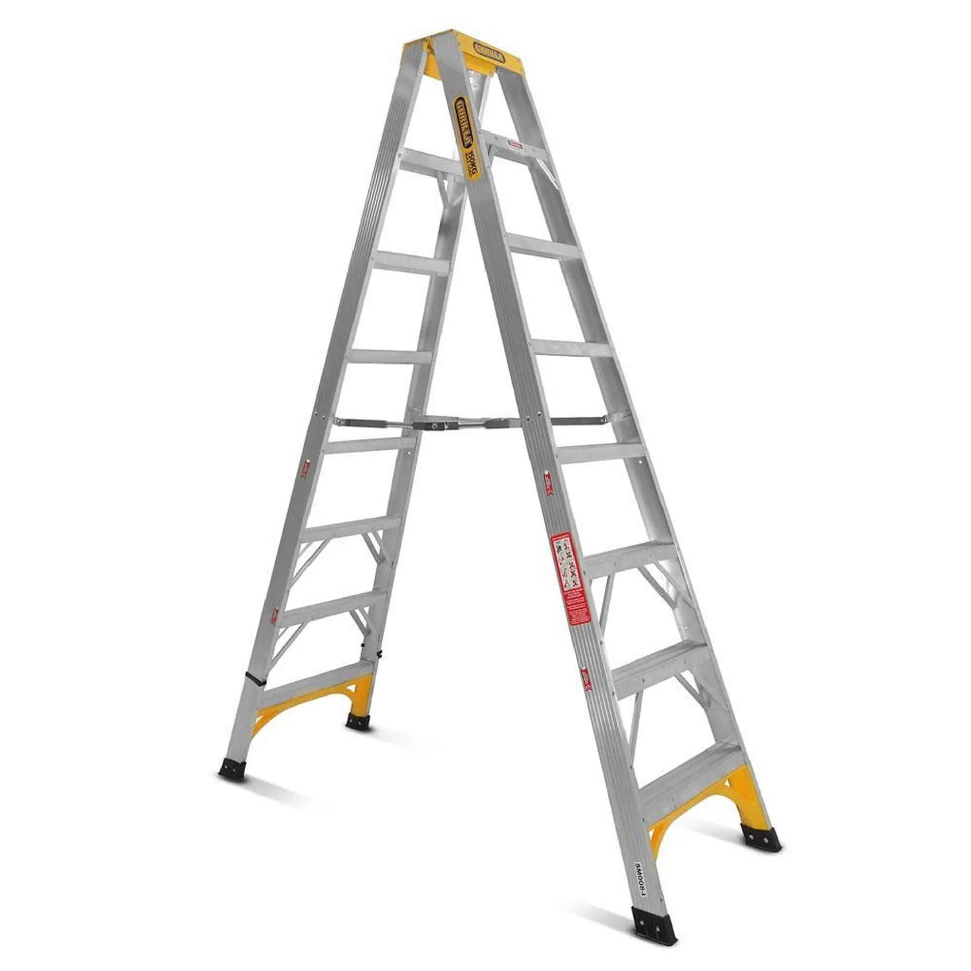 Gorilla SM008-I 8-Step 2.4m 150kg Aluminium Double Sided Industrial Ladder