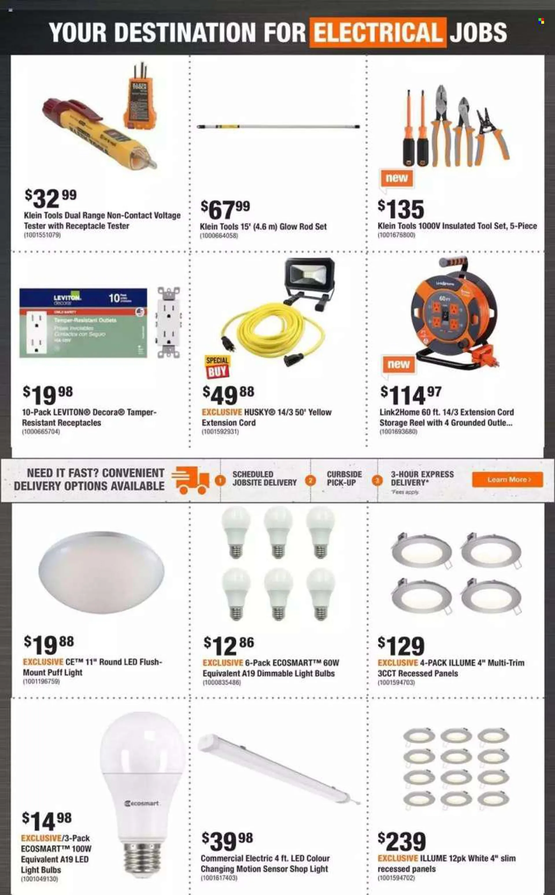 The Home Depot Flyer - June 30, 2022 - July 13, 2022 - Sales products - bulb, light bulb, motion sensor, LED light, shop light, tool set, extension cord. Page 5.