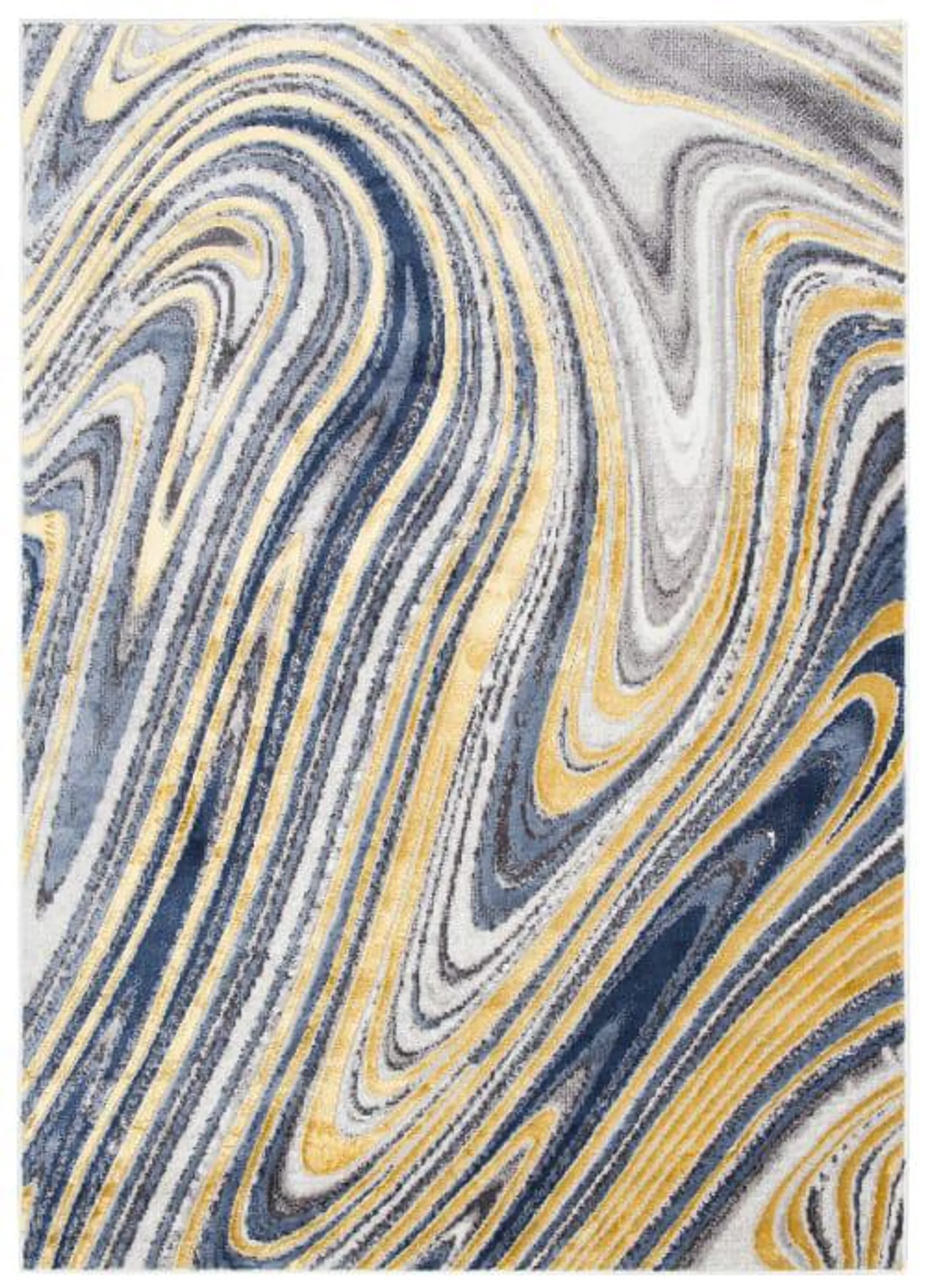 Tappeto salotto azzurro oro crema effetto marmo 120x170