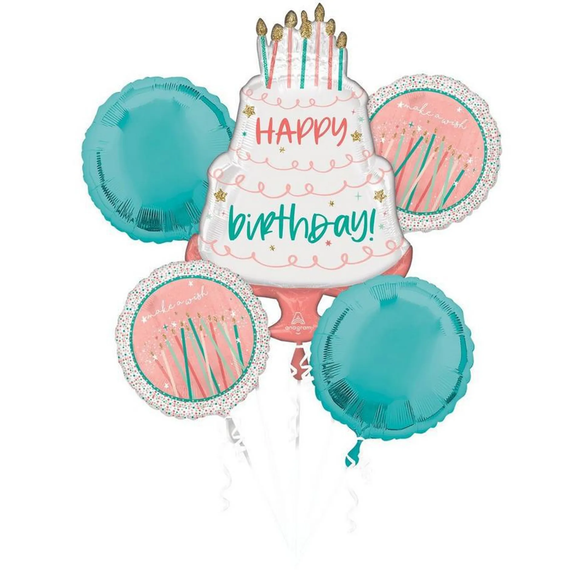 Happy Cake Day Birthday Balloon Bouquet 5pc