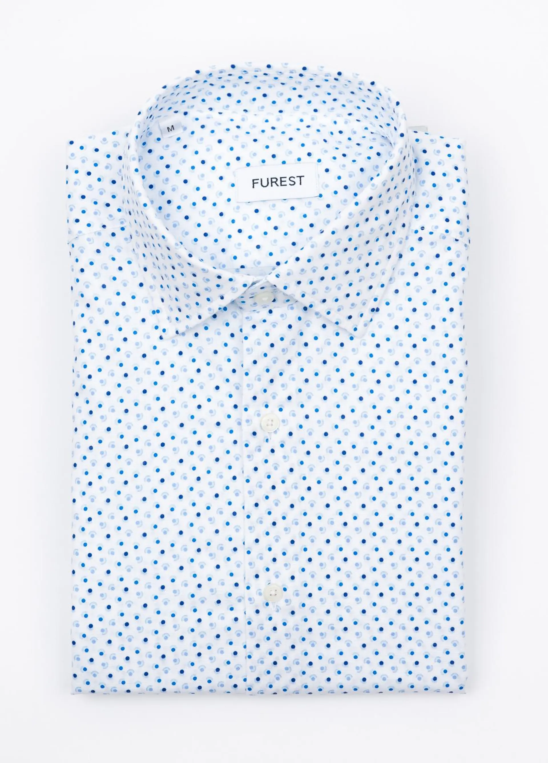Camisa sport FUREST COLECCIÓN blanca con topitos azules