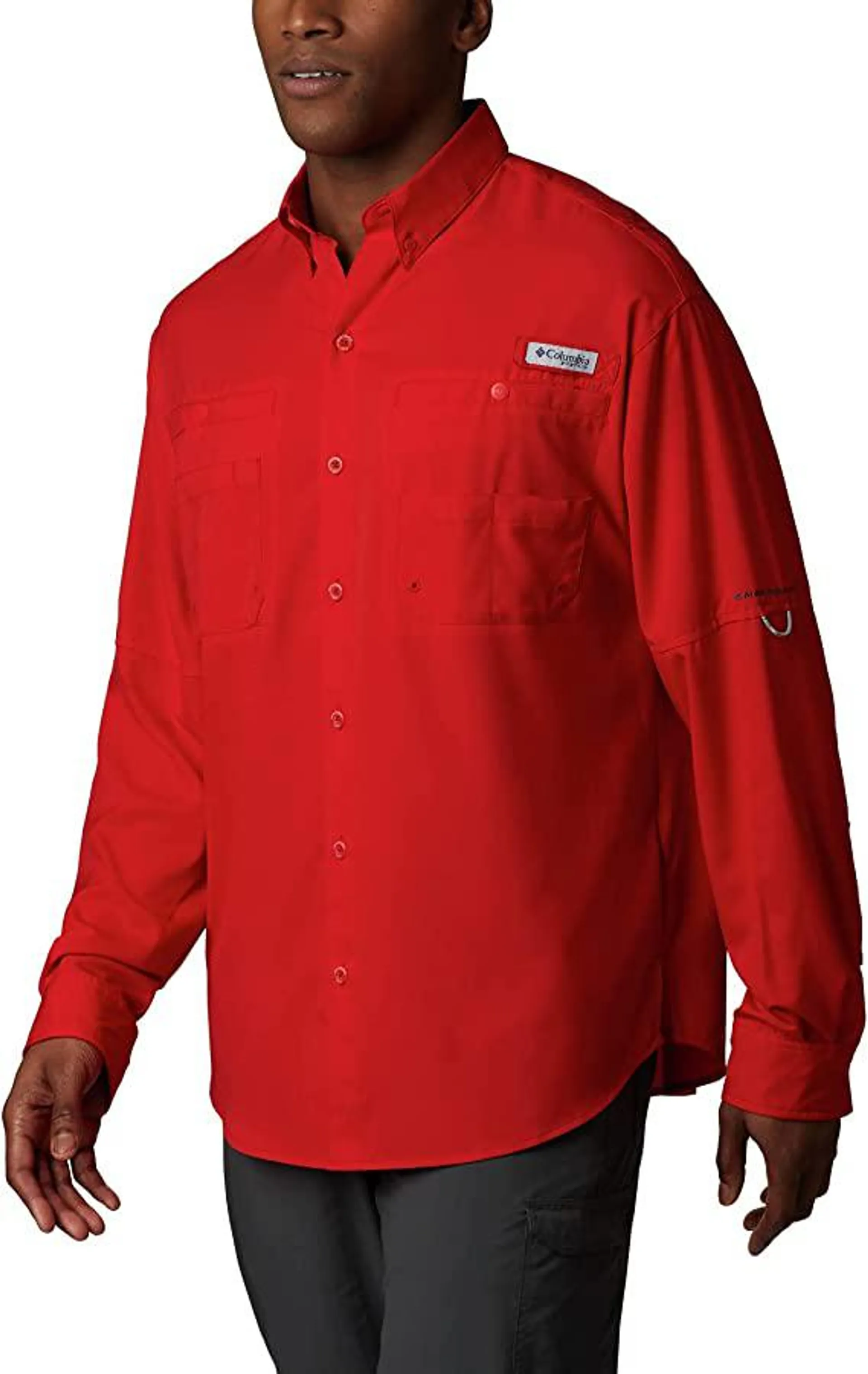 Columbia Men's Standard PFG Tamiami II UPF 40 Long Sleeve Fishing Shirt, Red Spark, Large
