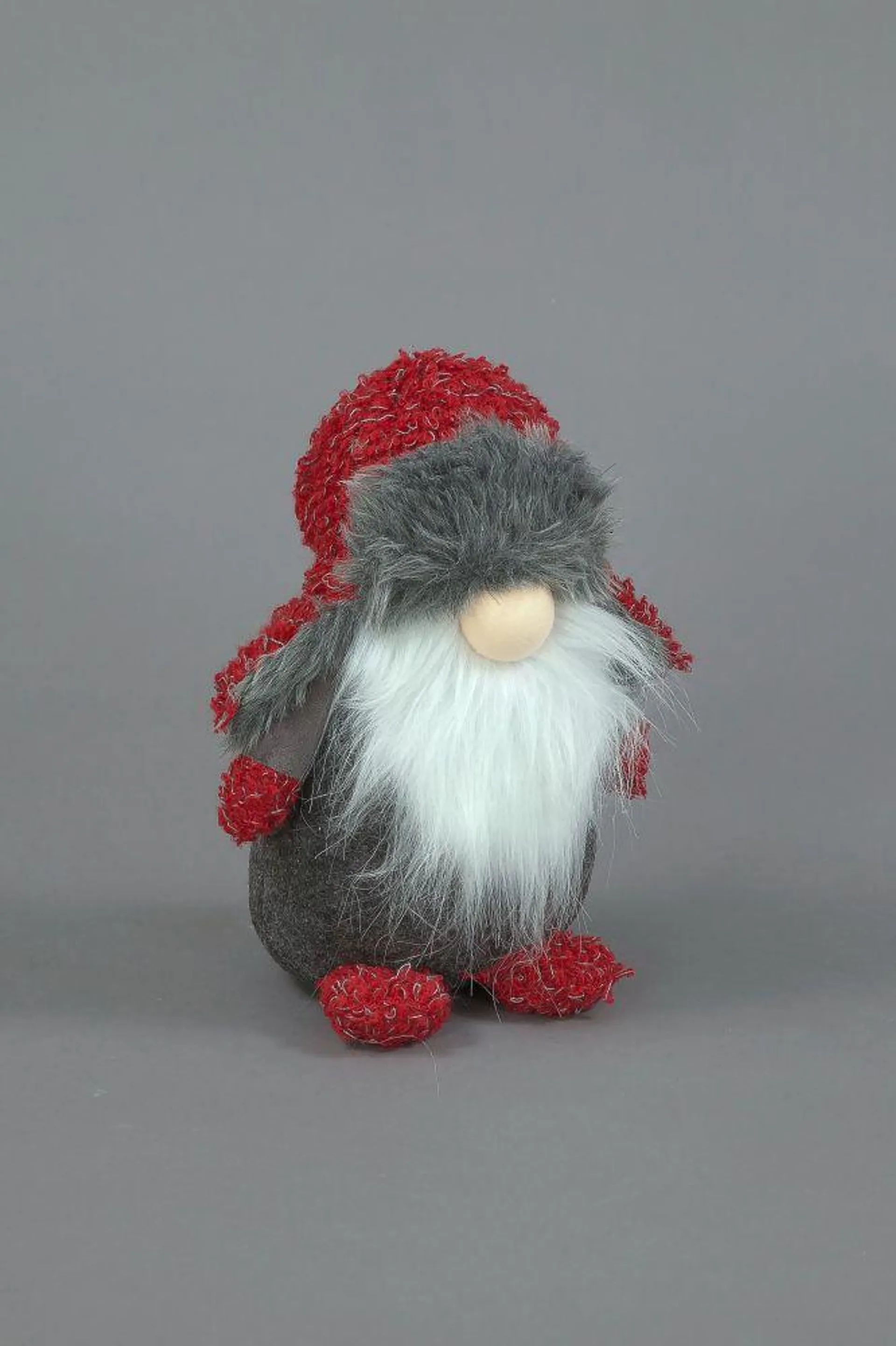 Grey & Red Gonk 45cm Plush Decoration With Trapper Hat