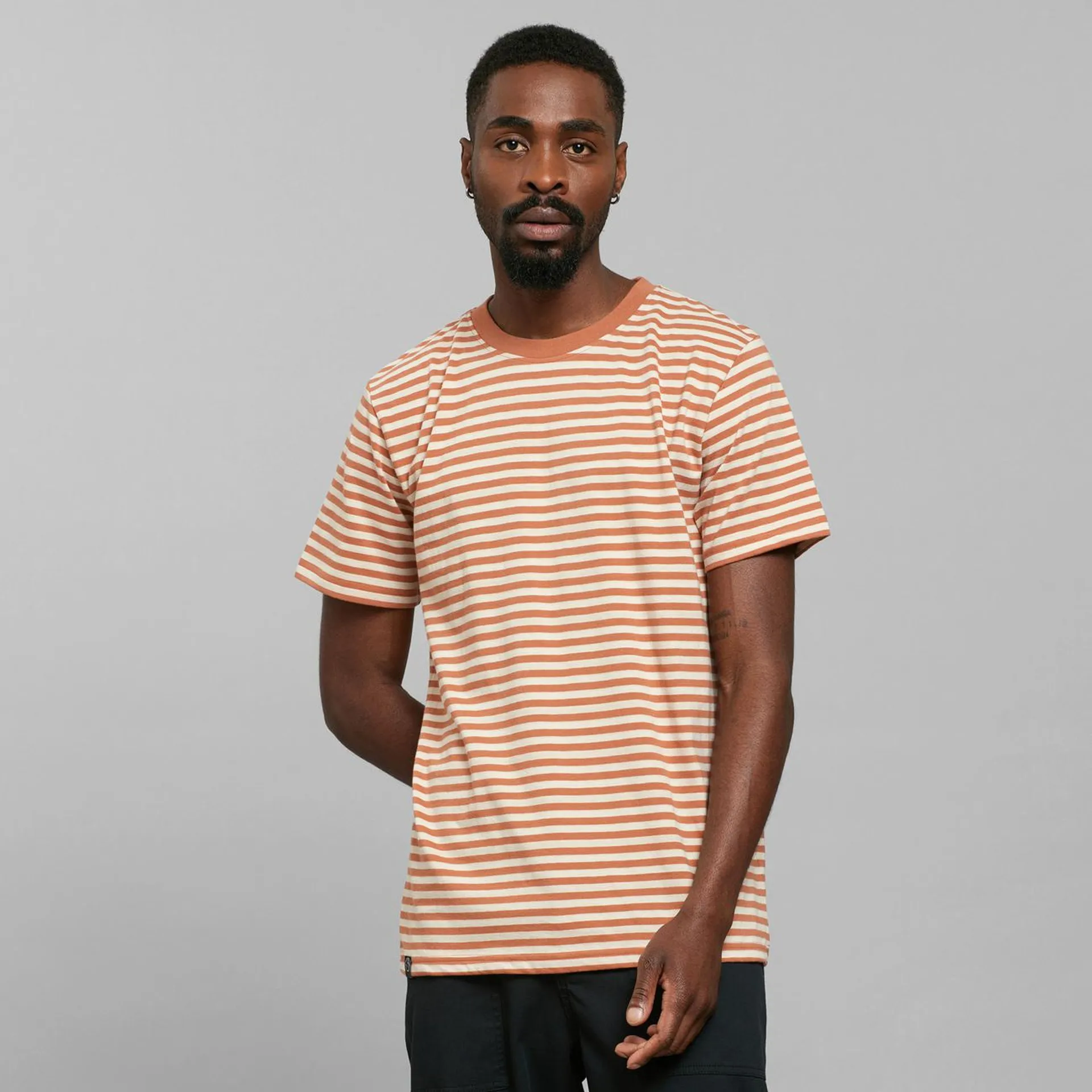 T-shirt Stockholm Stripes Sunburn Orange/Vanilla White
