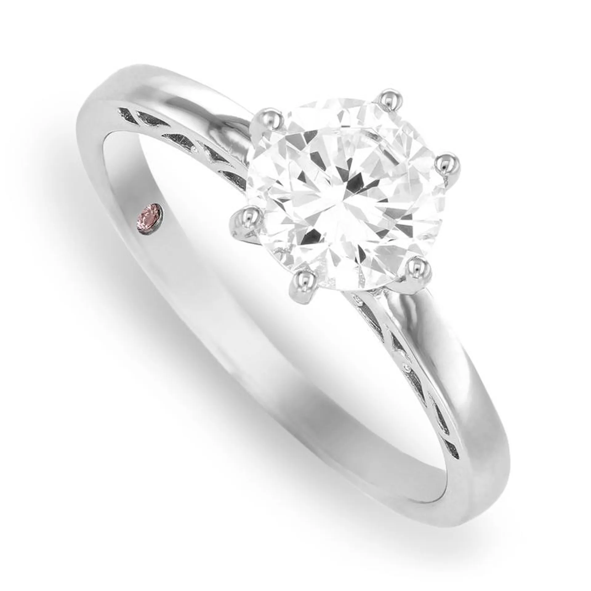 Cheté Sterling Silver with Platinum finish Diamondlite Cubic Zirconia Solitaire Ring