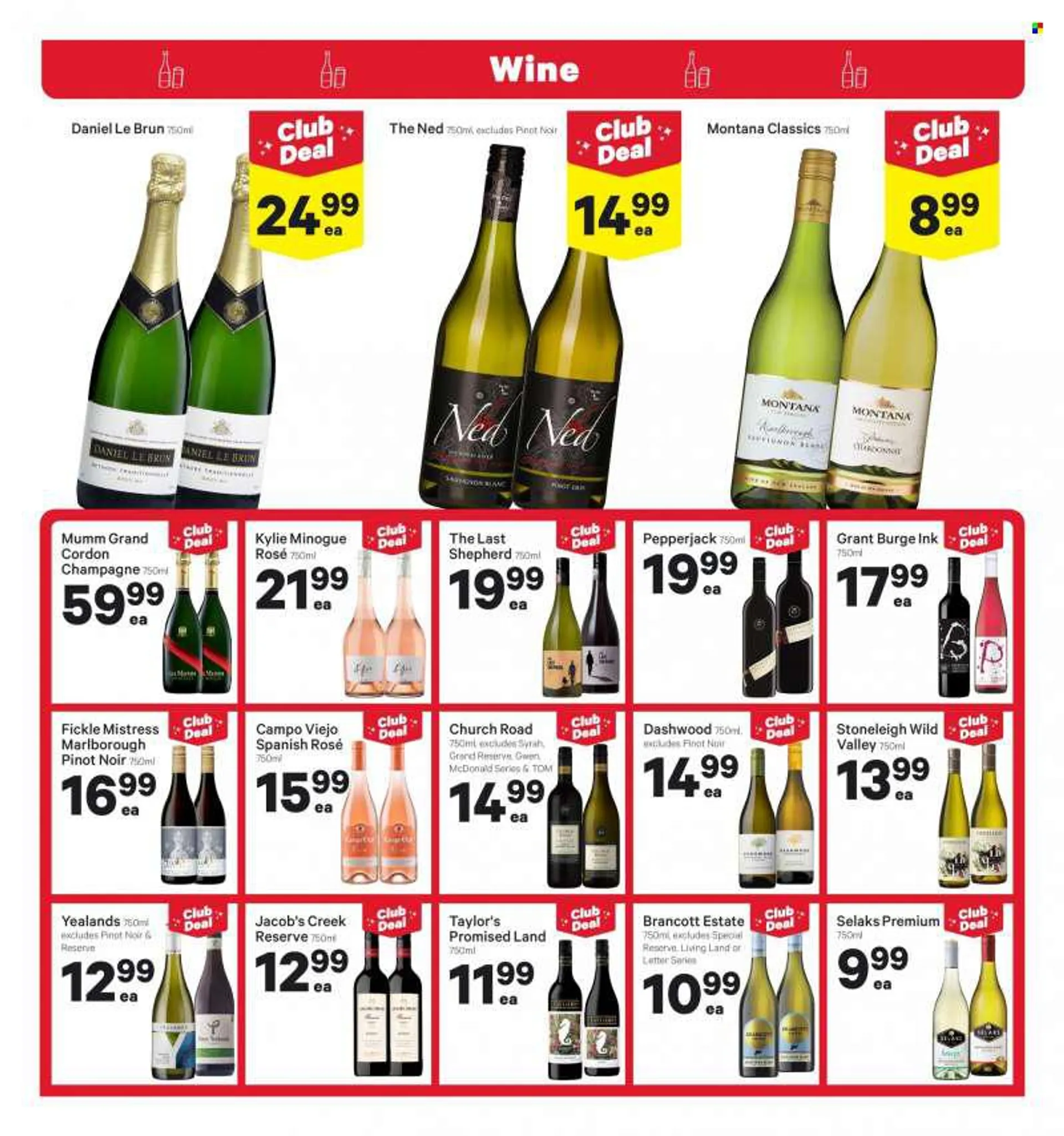 New World mailer - 20.06.2022 - 26.06.2022 - Sales products - Pepper Jack cheese, Jacobs, red wine, white wine, champagne, Chardonnay, wine, Pinot Noir, Daniel Le Brun, Campo Viejo, Syrah, Jacobs Creek, Pinot Grigio, Sauvignon Blanc, rosé wine. Page 21.