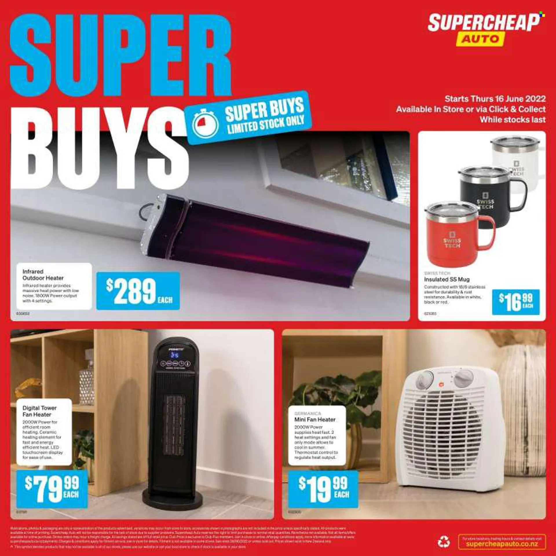 SuperCheap Auto mailer - 16.06.2022 - 26.06.2022 - Sales products - mug, stand fan, heater, fan heater. Page 16.