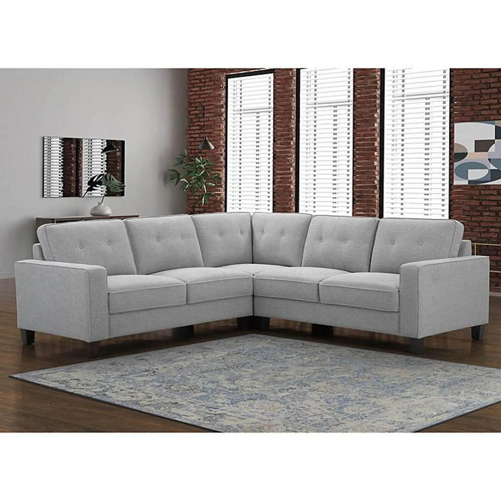 Edgewater Stain-Resistant Fabric Sectional, Light Gray